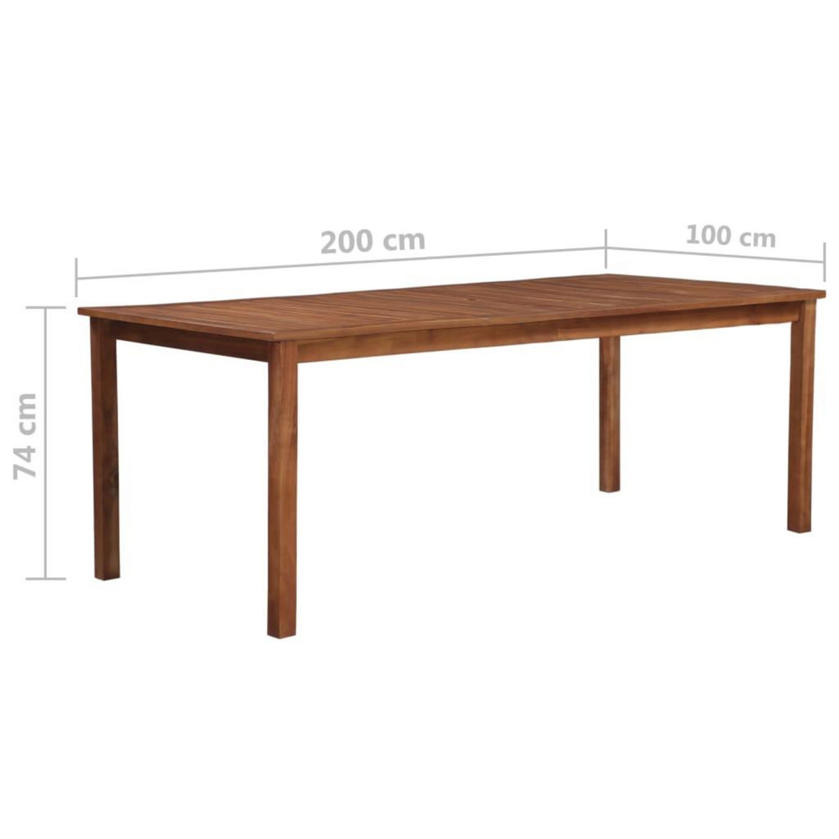 VIDAXL Table de jardin 200x100x74 cm Bois d'acacia massif
