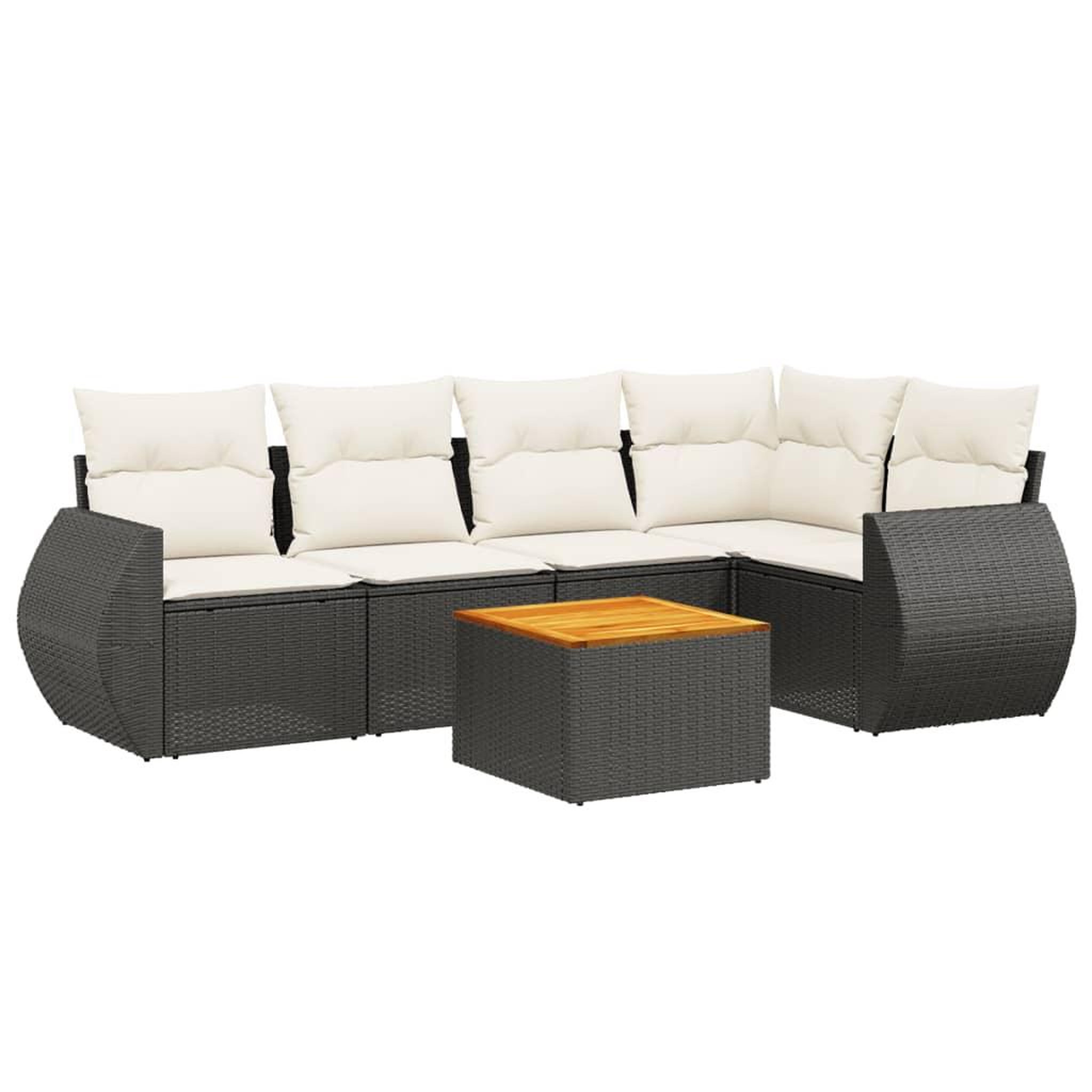 Voir la diapositive 2 : VIDAXL Salon de jardin 6 pcs avec coussins noir resine tressee