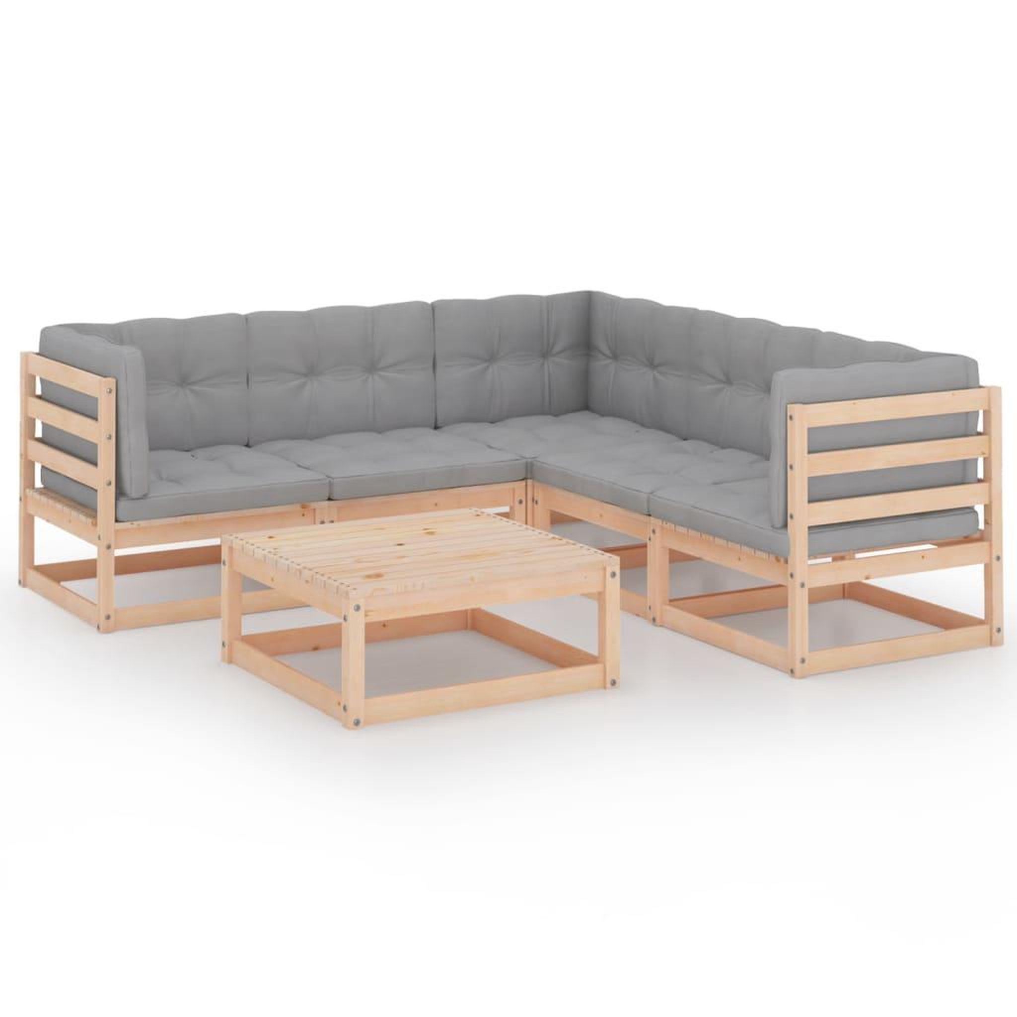 Voir la diapositive 2 : VIDAXL Salon de jardin 6 pcs avec coussins Bois de pin massif