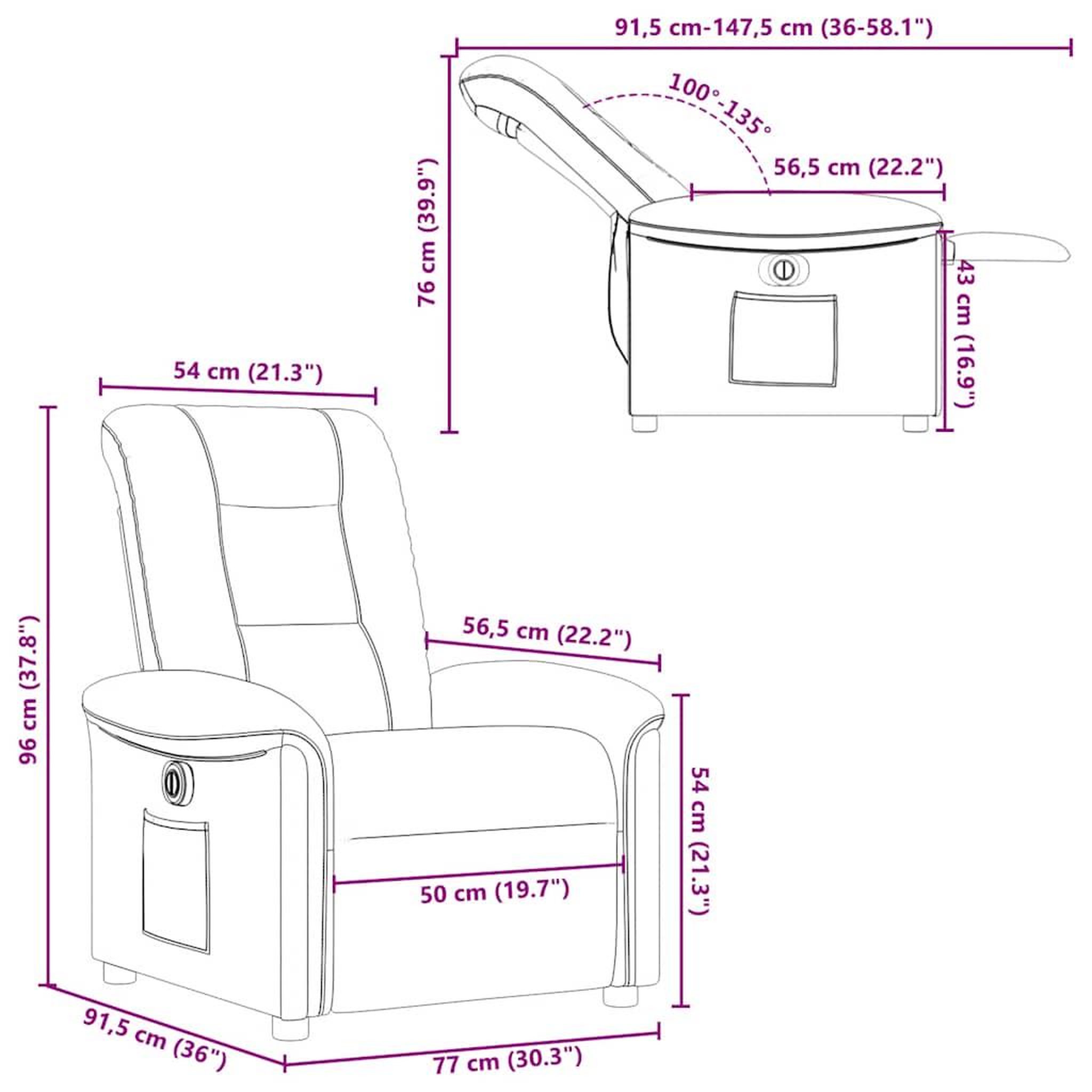 Voir la diapositive 6 : VIDAXL Fauteuil inclinable electrique Gris fonce Tissu
