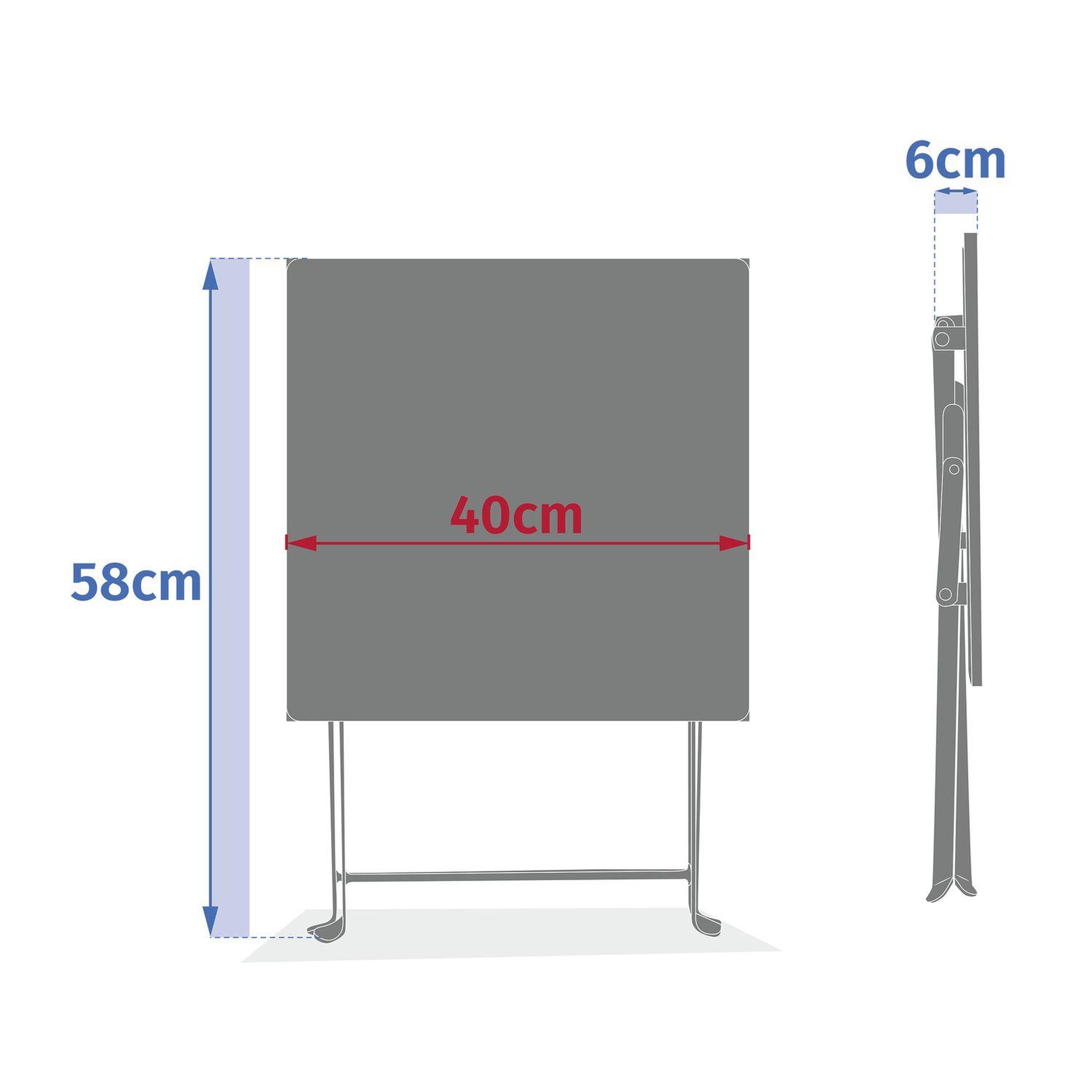 Voir la diapositive 5 : HESPERIDE Table basse pliante carrée 2 places GREENSBORO