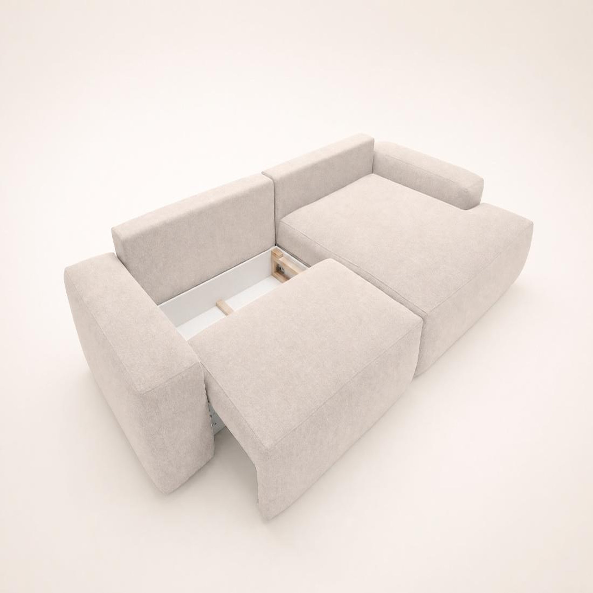 Voir la diapositive 5 : BEST MOBILIER Tama - canapé d'angle droit 4 places convertible avec coffre en tissu
