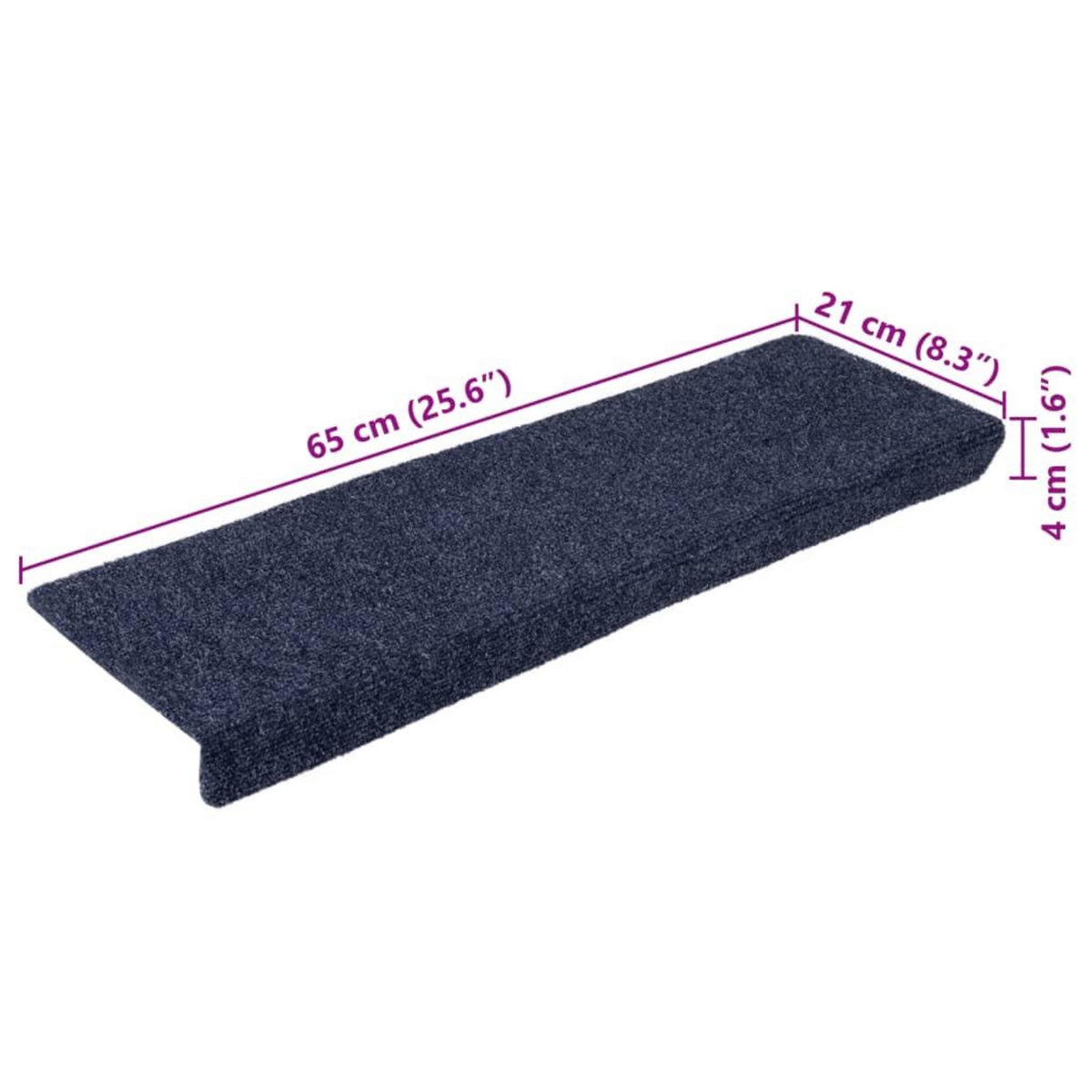 VIDAXL Tapis de marches d'escalier 10 pcs 65x21x4 cm Aiguillete