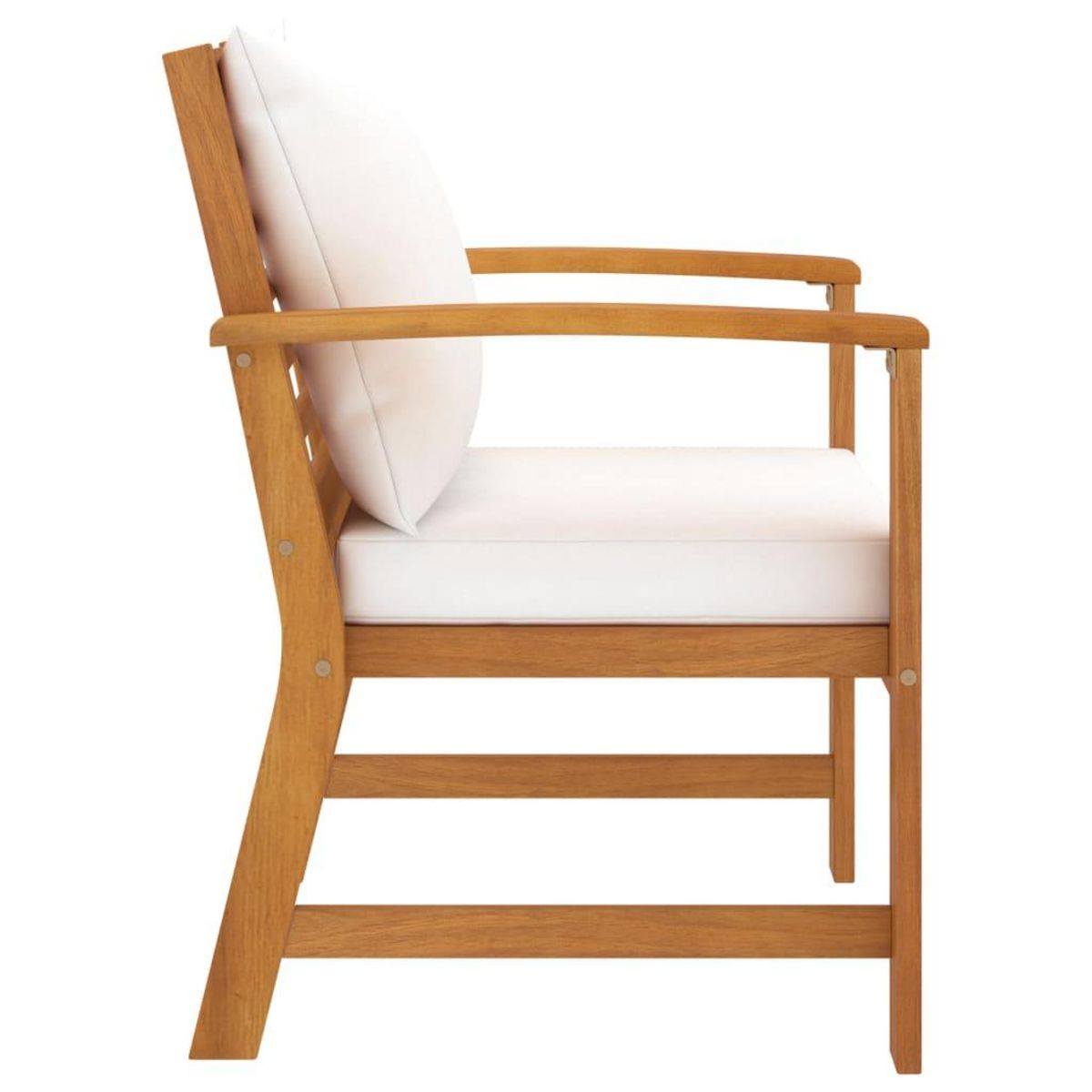 VIDAXL Chaises de jardin lot de 2 et coussin creme Bois acacia massif