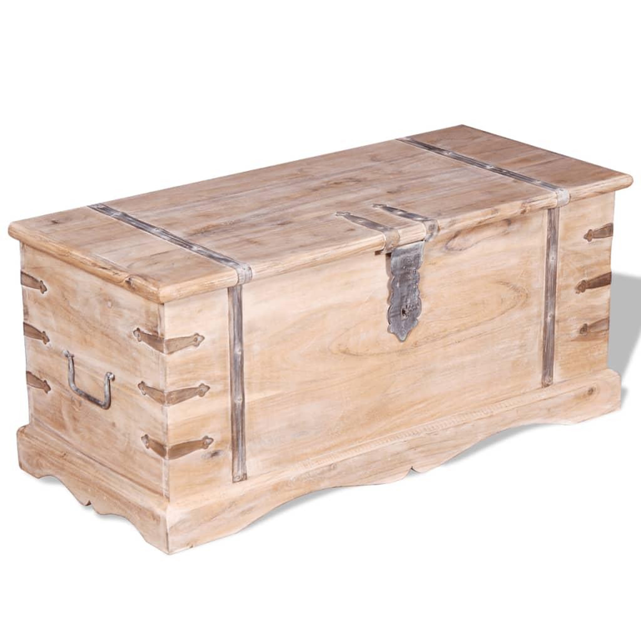 Voir la diapositive 1 : VIDAXL Coffre de rangement Bois d'Acacia