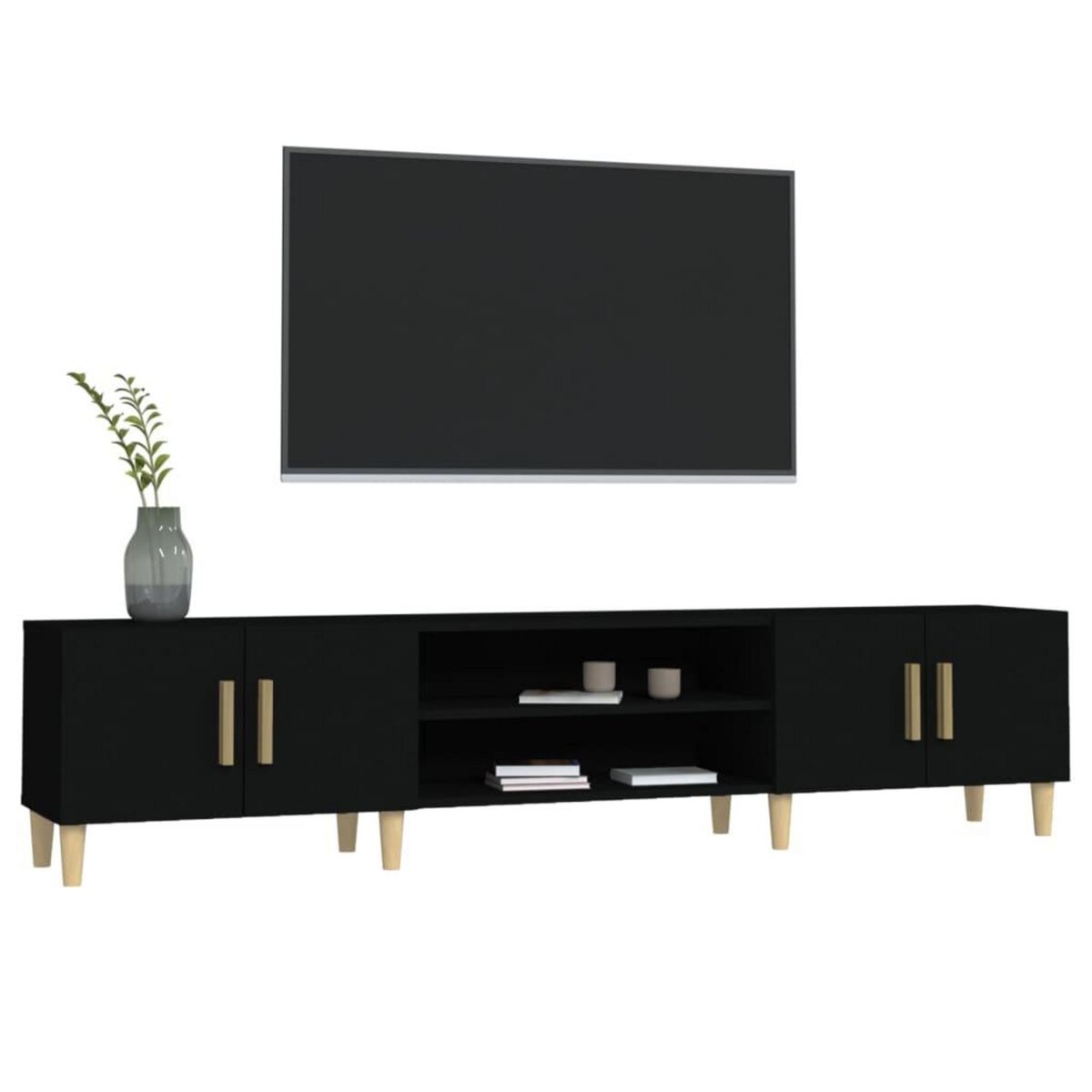 VIDAXL Meuble TV noir 180x31,5x40 cm bois d'ingenierie