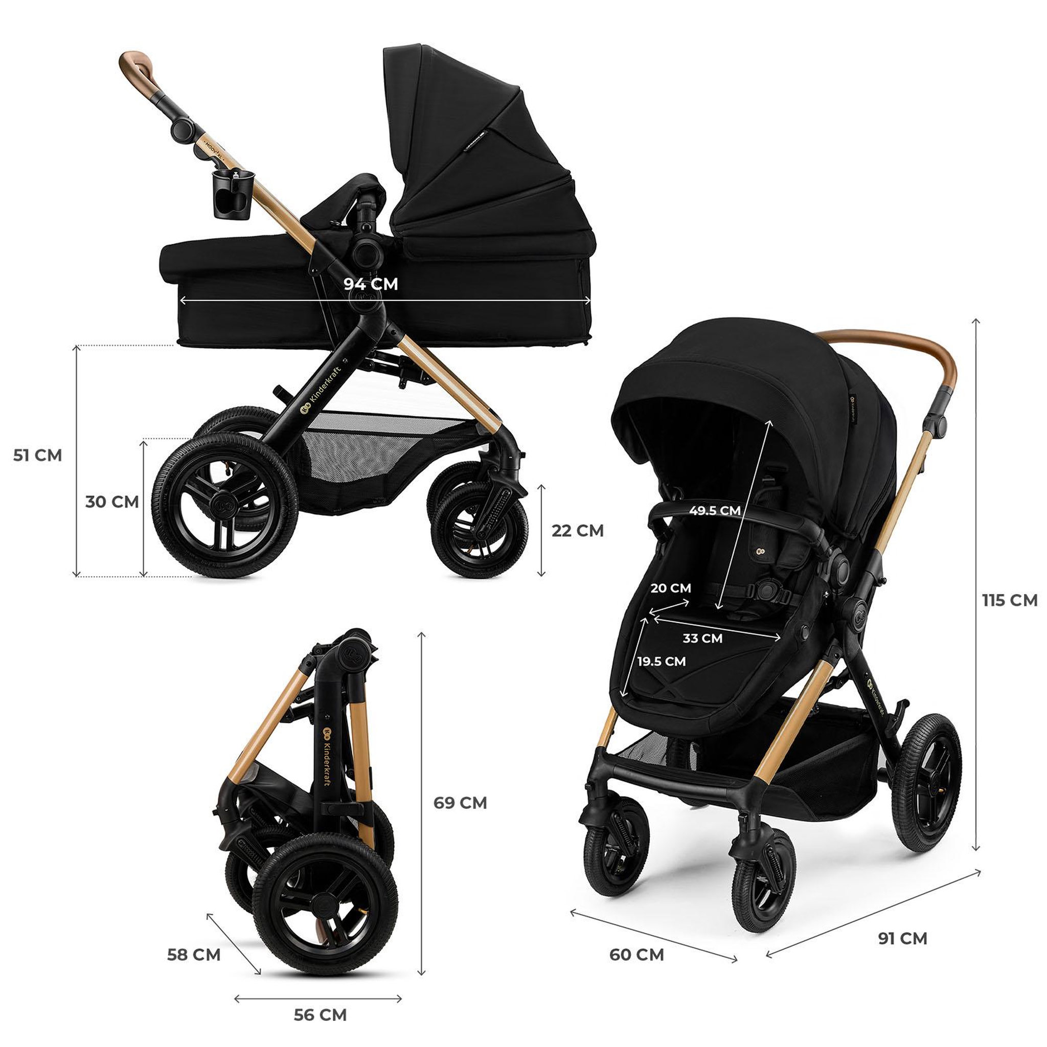 Voir la diapositive 6 : KINDERKRAFT Poussette trio moov 2 pratique et confortable