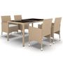 Voir la diapositive 2 : VIDAXL Ensemble a manger de jardin 5 pcs Rotin verre trempe Beige