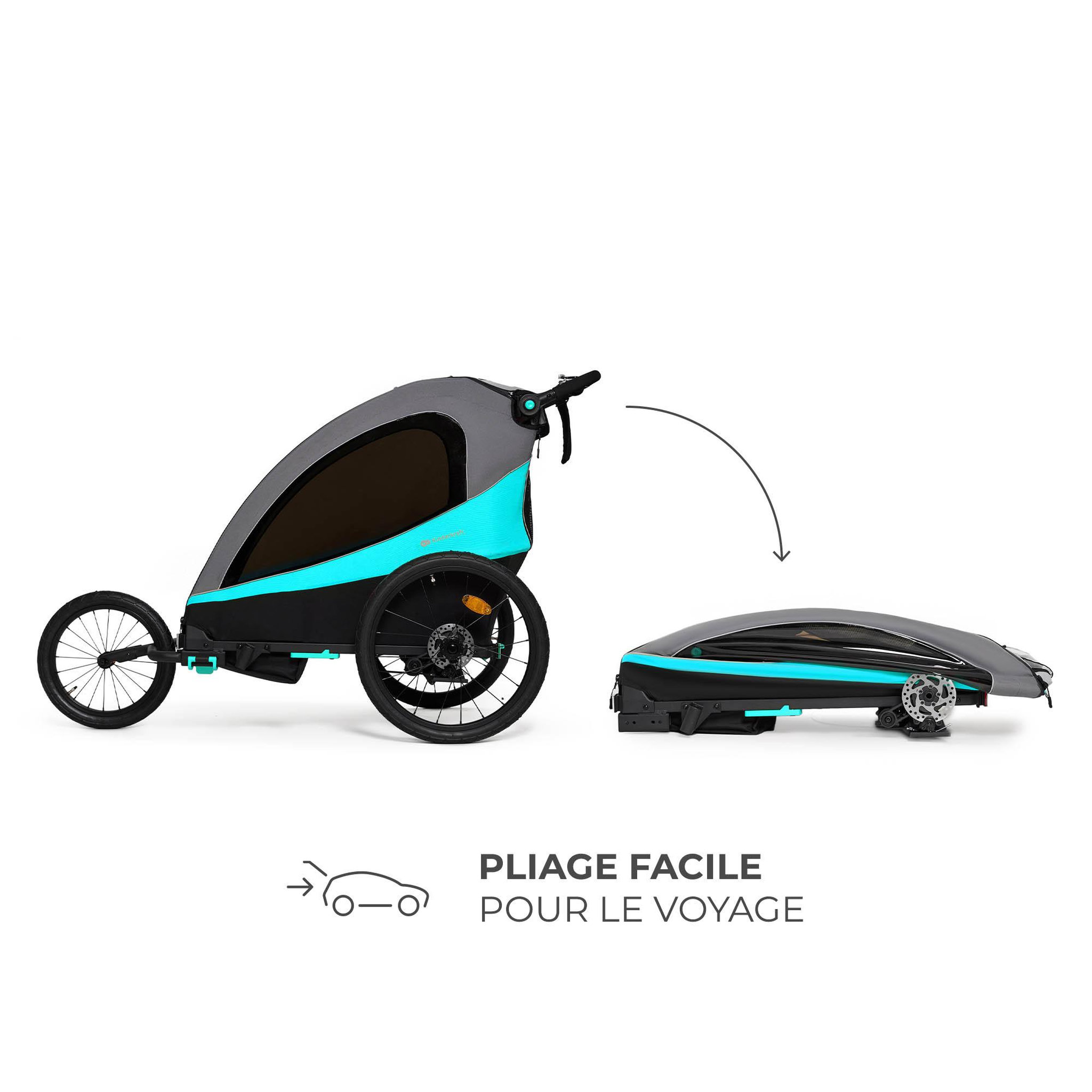 Voir la diapositive 4 : KINDERKRAFT Remorque vélo enfant 3 en 1 convertible
