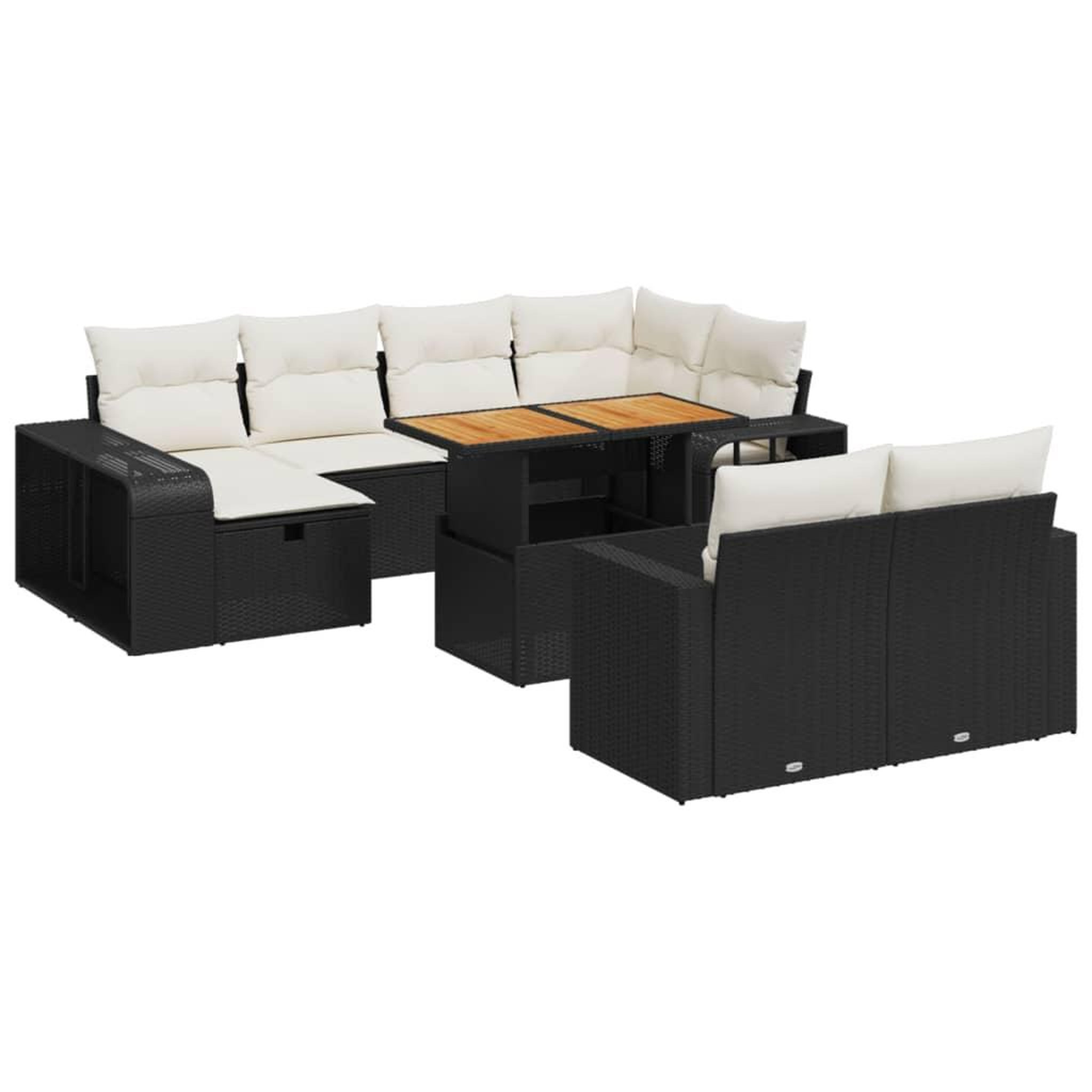 Voir la diapositive 2 : VIDAXL Salon de jardin 11 pcs avec coussins noir resine tressee