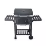 SWEEEK Barbecue Grill charbon de bois noir - Fumoir avec récupérateur de cendres. aérateurs. bac charbon ajustable et tablettes rabattables + Housse en PVC