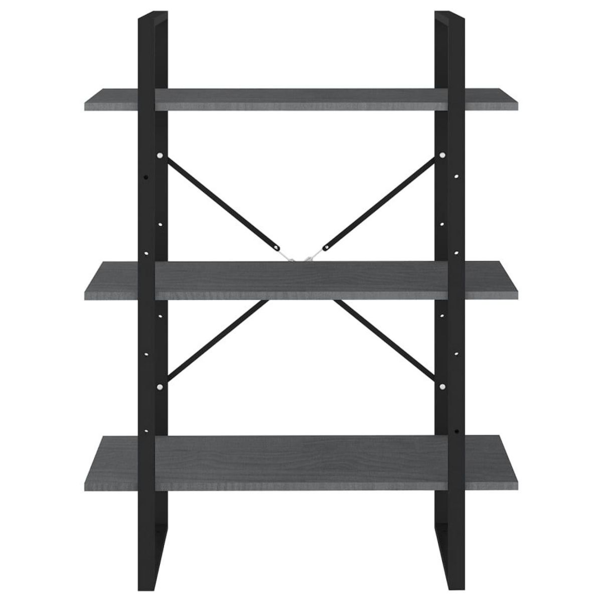 VIDAXL Bibliotheque a 3 niveaux Gris 80x30x105 cm Bois de pin massif