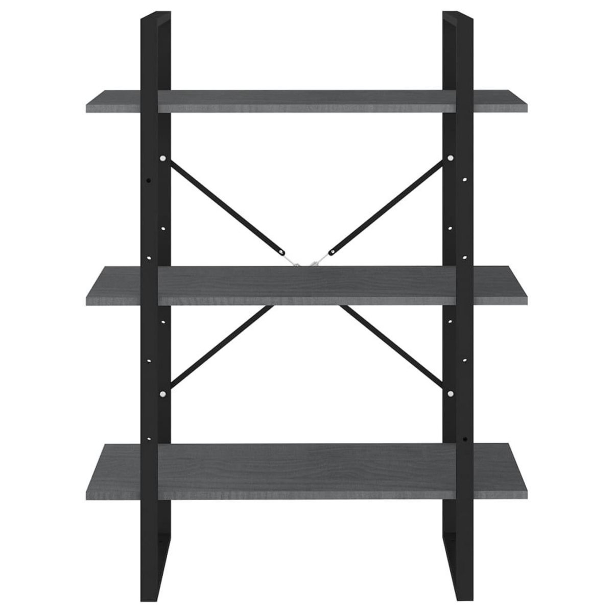 VIDAXL Bibliotheque a 3 niveaux Gris 80x30x105 cm Bois de pin massif