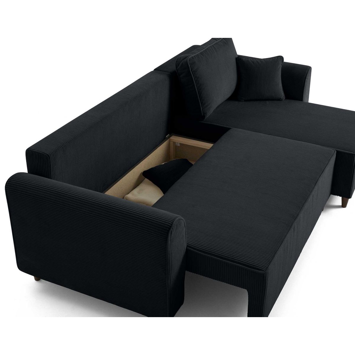 BEST MOBILIER Saphir - canapé d'angle réversible 4 places - convertible avec coffre - en velours côtelé