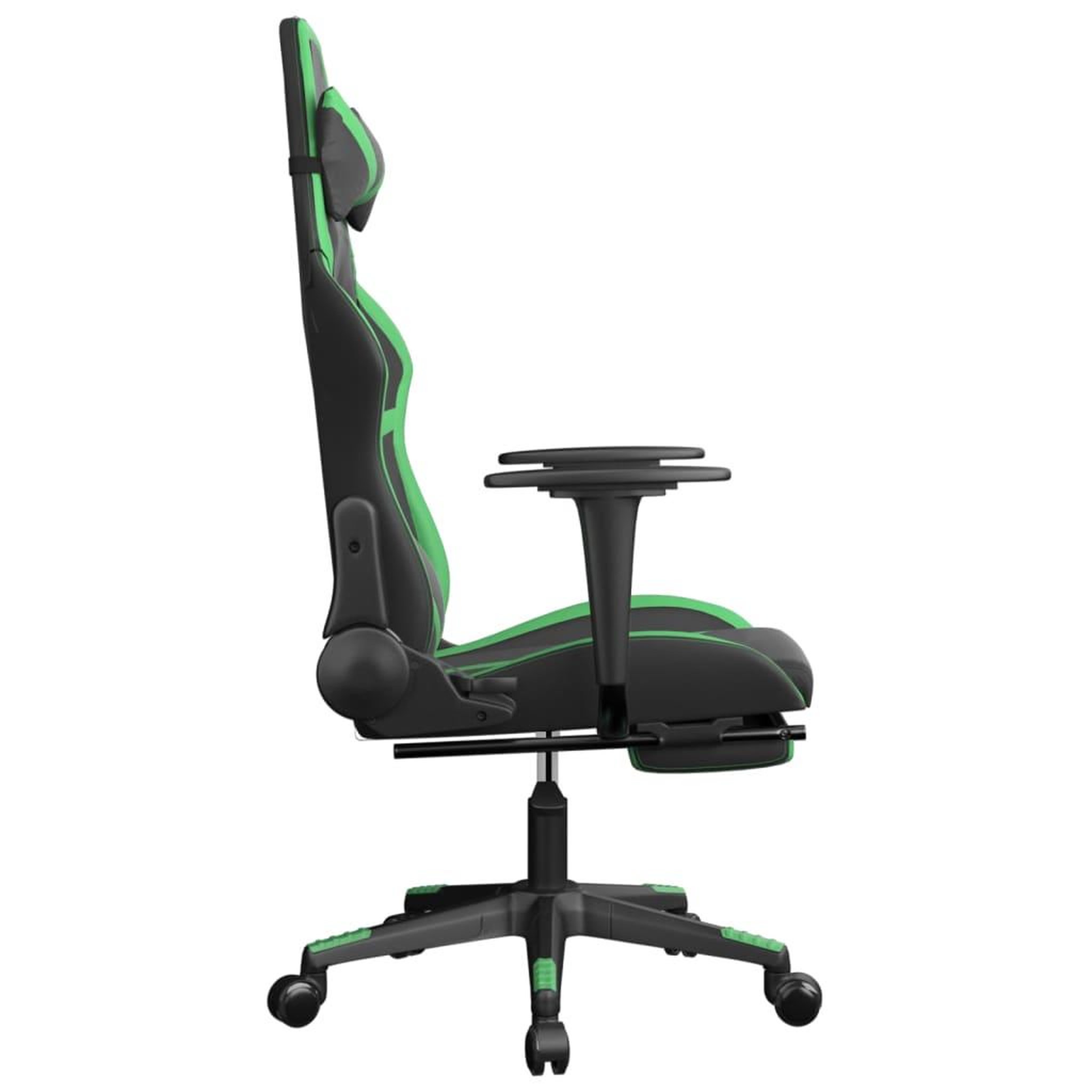 Voir la diapositive 4 : VIDAXL Chaise de jeu avec repose-pied Noir et vert Similicuir