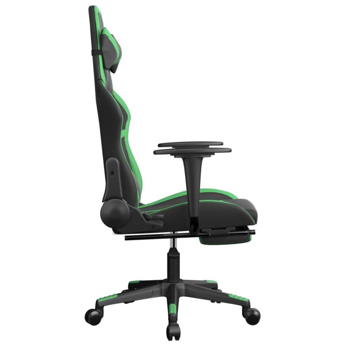 VIDAXL Chaise de jeu avec repose-pied Noir et vert Similicuir