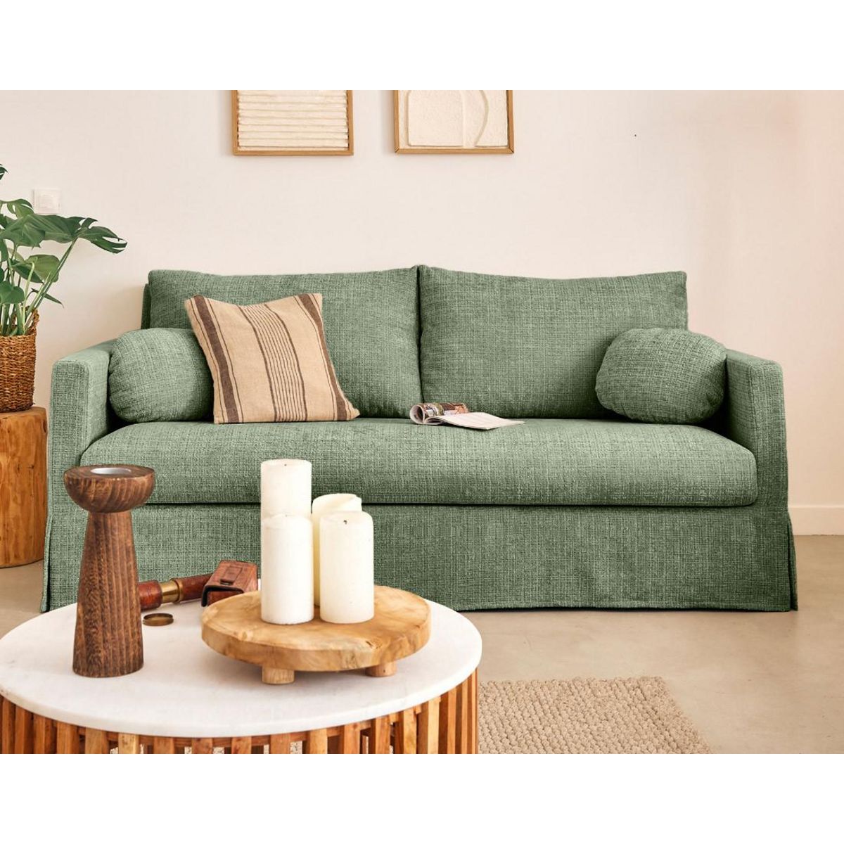 LISA DESIGN Serena - canapé droit déhoussable 3 places en velours texturé