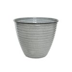 JARDIDECO Cache-pot rond en acier émaillé gris Amy - Ø 37 x 30 cm - Jardideco