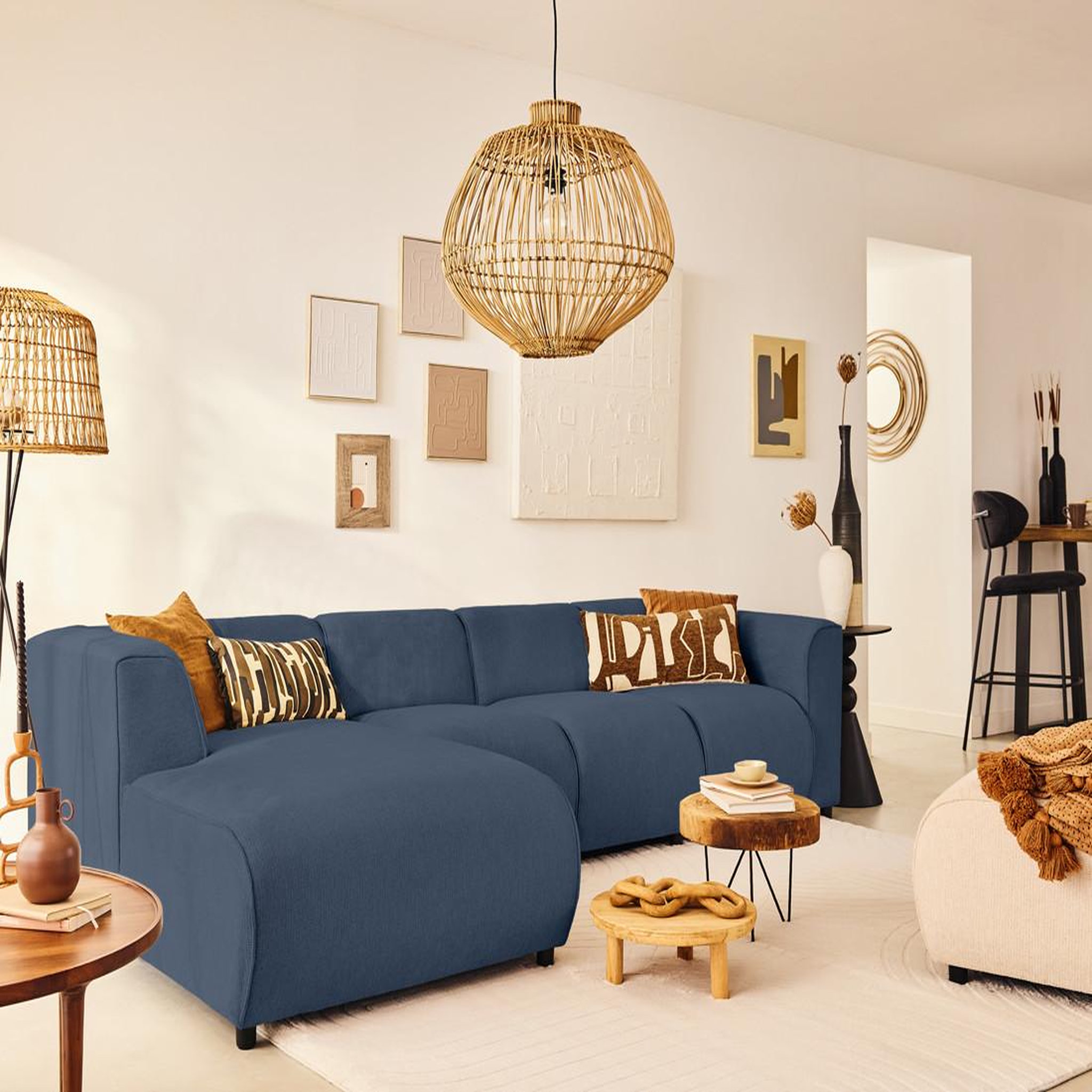 Voir la diapositive 1 : LISA DESIGN Suaro - canapé modulable d'angle gauche 5 places en tissu texturé
