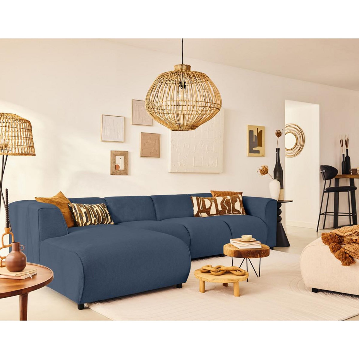 LISA DESIGN Suaro - canapé modulable d'angle gauche 5 places en tissu texturé