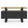 Voir la diapositive 3 : ID MARKET Buffet 140 cm PHOENIX 4 portes noir avec plateau bois