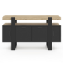 Voir la diapositive 3 : ID MARKET Buffet 140 cm PHOENIX 4 portes noir avec plateau bois