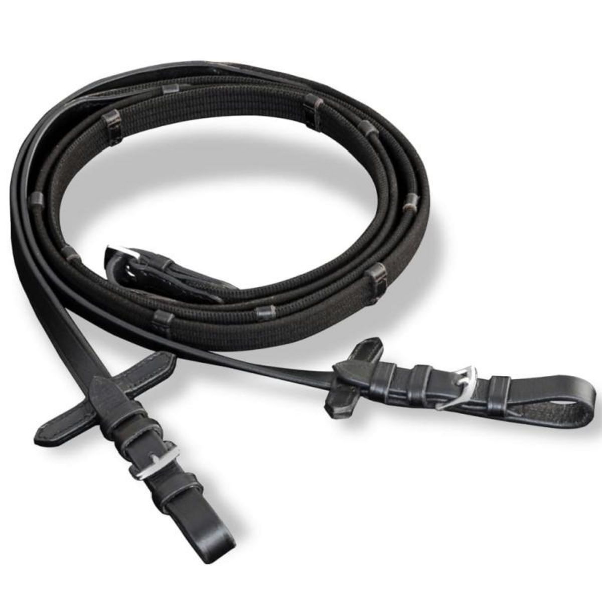 VIDAXL Bride Flash avec rênes et embout d épi noir en cuir