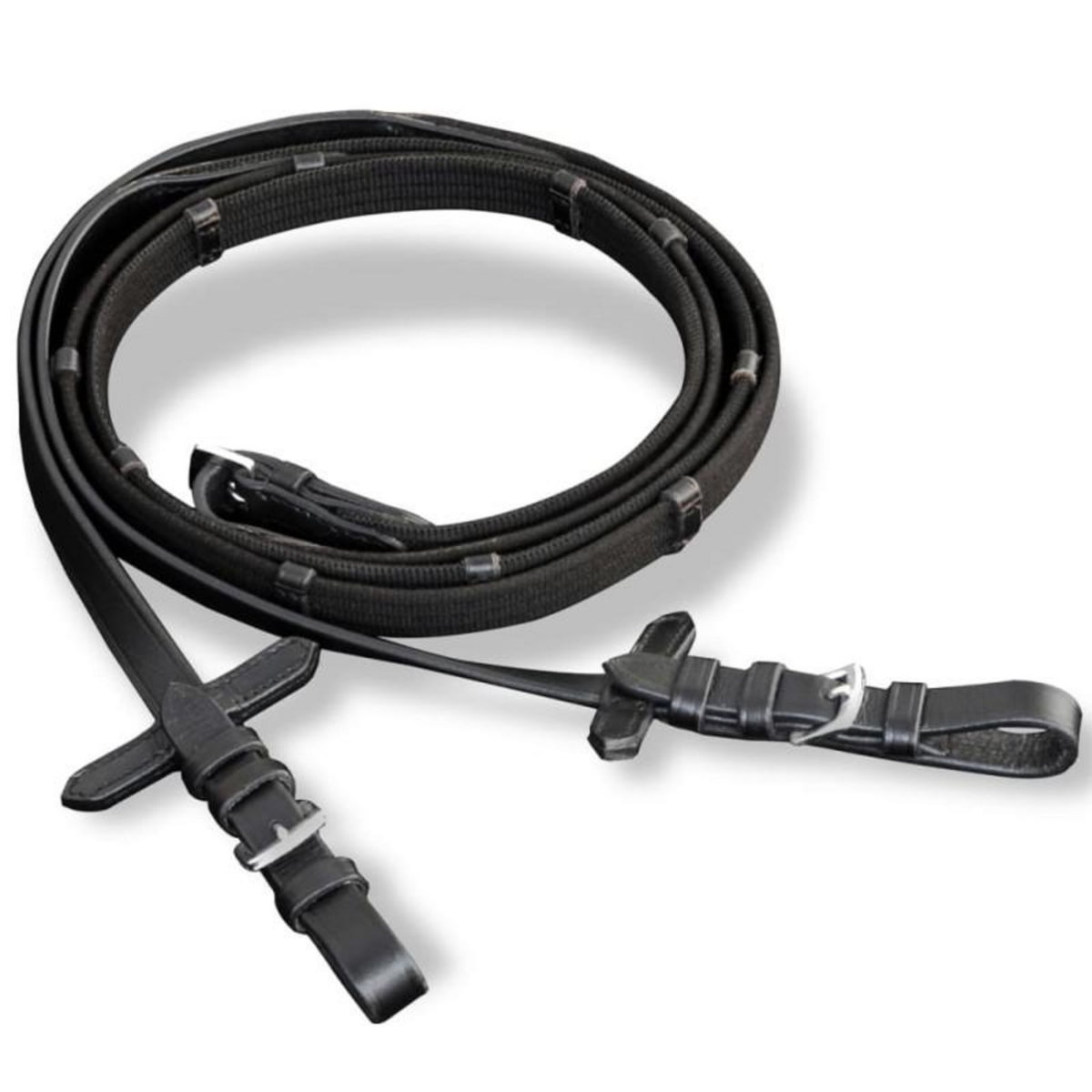 VIDAXL Bride Flash avec rênes et embout d épi noir en cuir