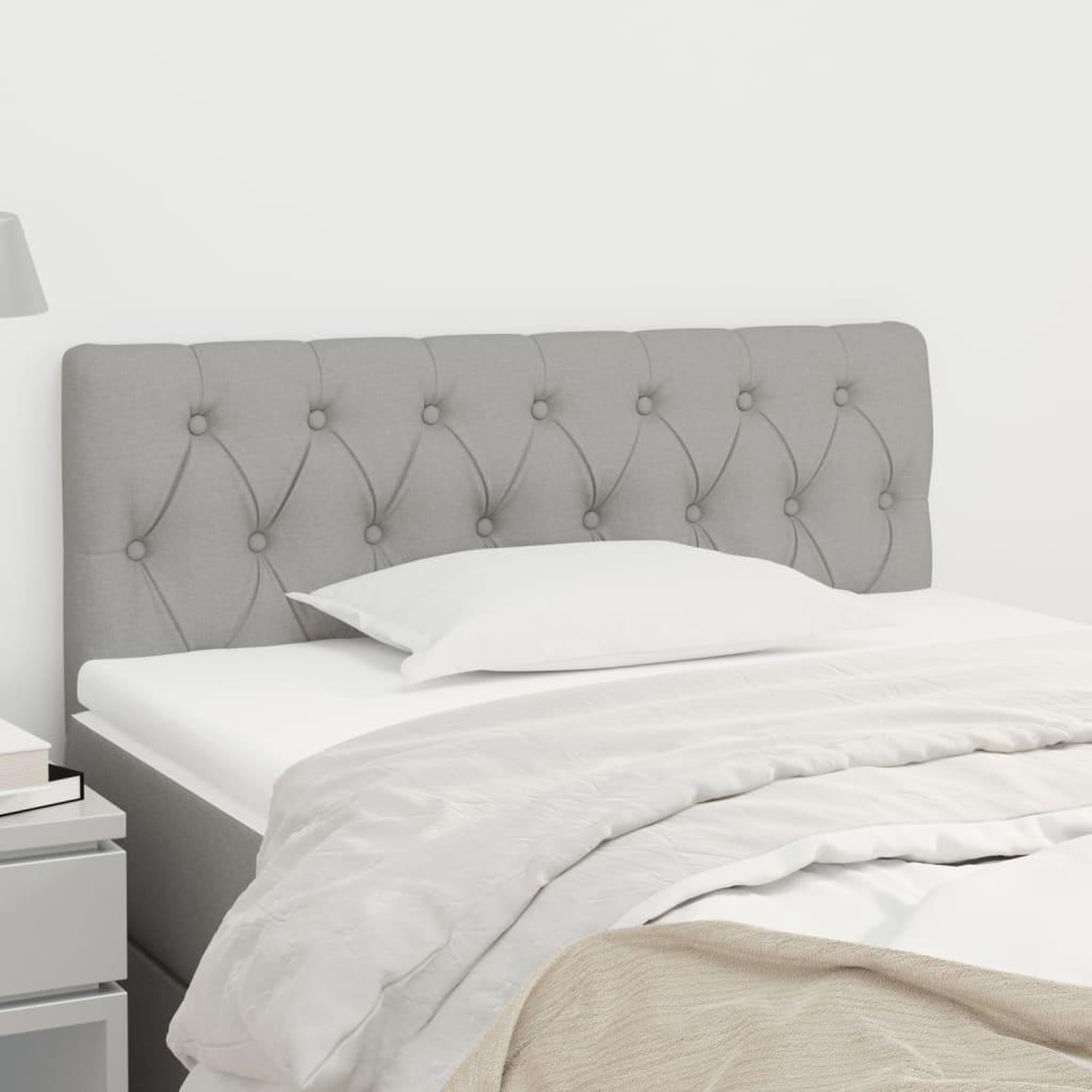 Voir la diapositive 1 : VIDAXL Tete de lit Gris clair 100x7x78/88 cm Tissu