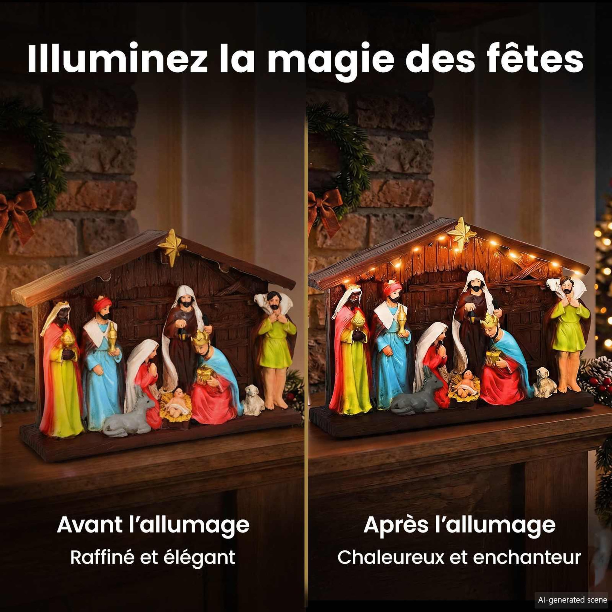 Voir la diapositive 5 : VIDAXL Creche de Noël SALO 31 x 7,5 x 21,5 cm Resine Multicolore