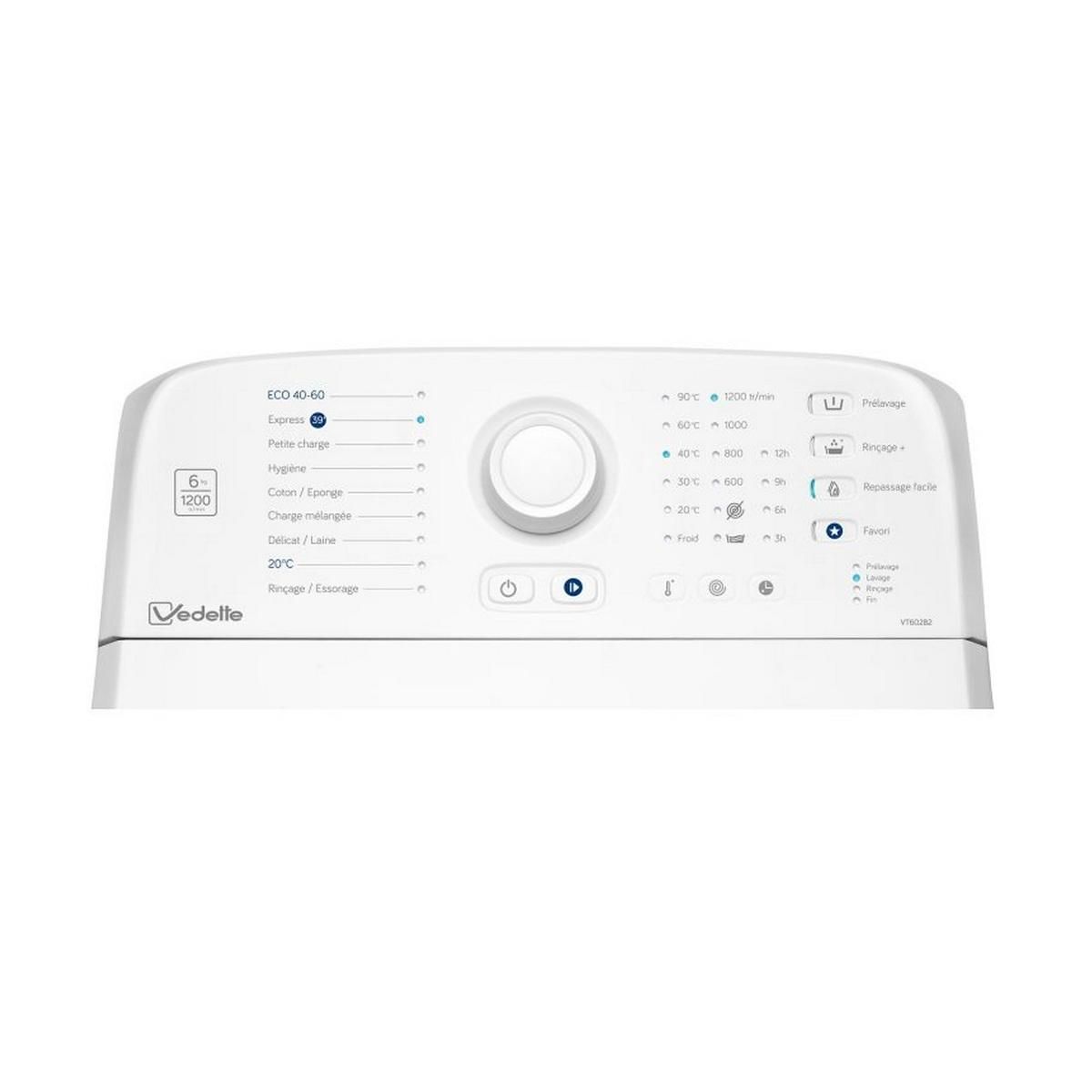 Vedette Lave-linge top 6kg 1200 tours/min - VT602B2