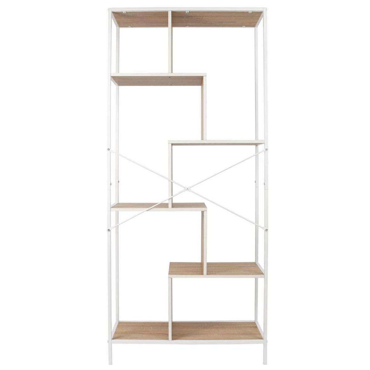 The Home Deco Factory Etagère en bois et métal EDISON - H. 180 cm - Blanc et marron