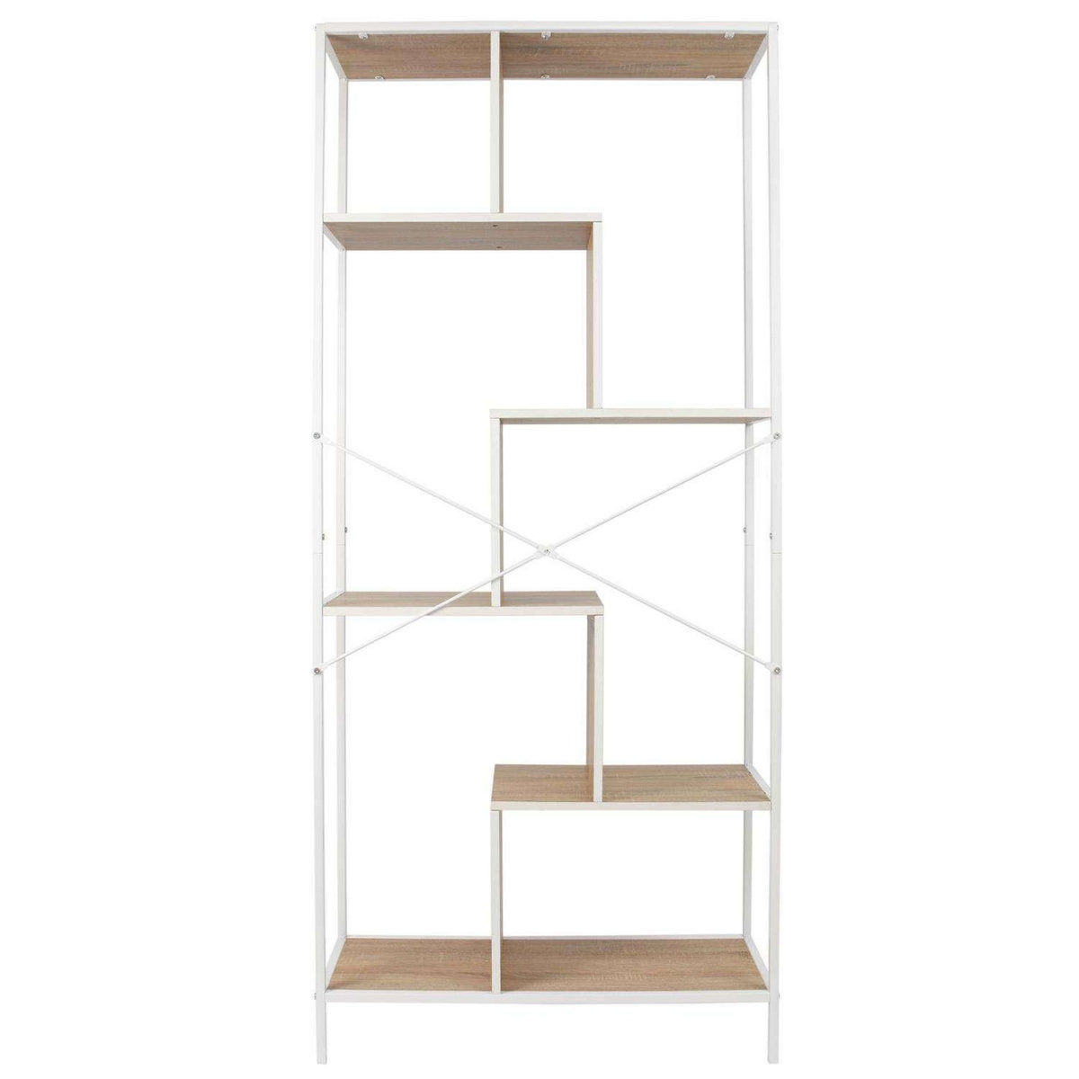 The Home Deco Factory Etagère en bois et métal EDISON - H. 180 cm - Blanc et marron