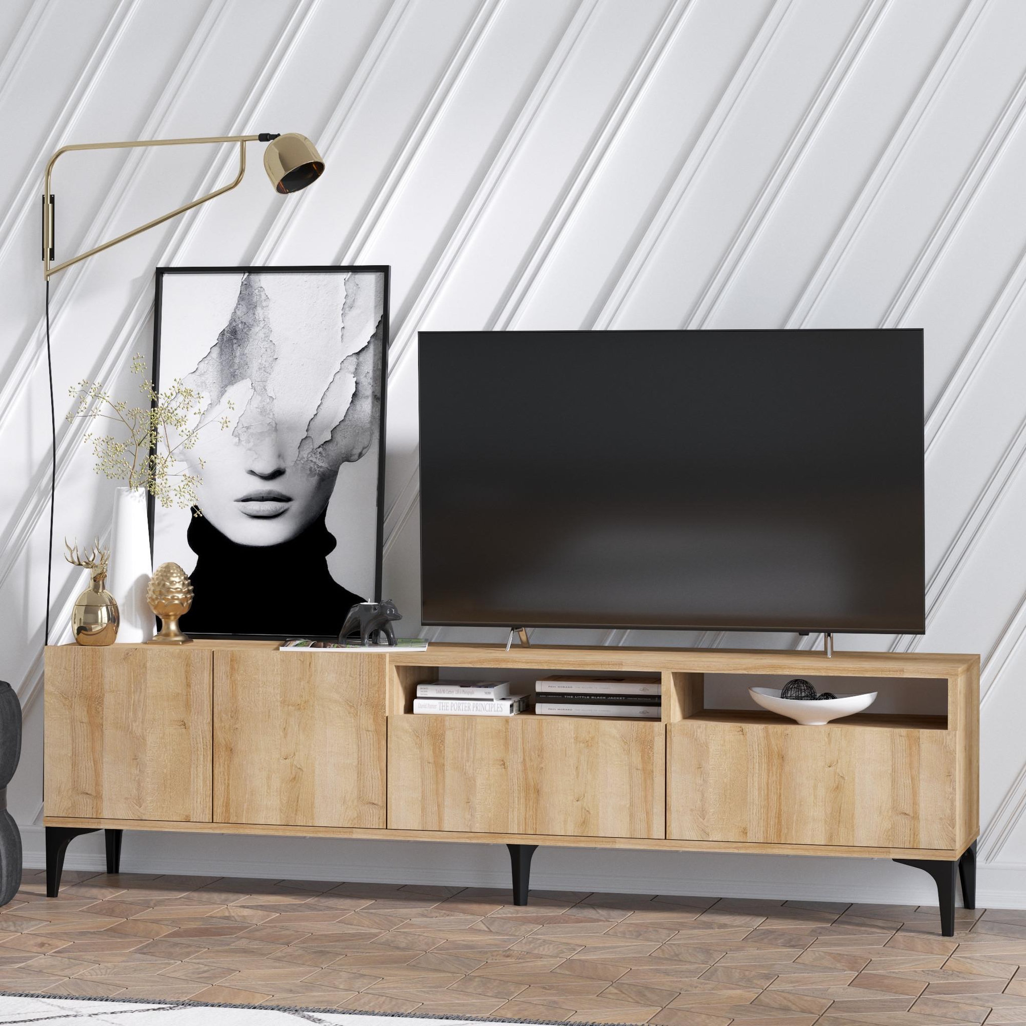 Voir la diapositive 3 : Habitat et Jardin Meuble tv en bois  ross  - 180 x 35 x 52 cm - chêne