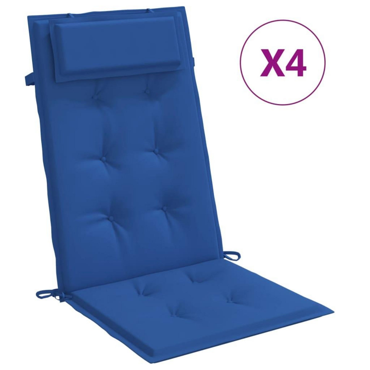 VIDAXL Coussins de chaise a dossier haut lot de 4 bleu royal