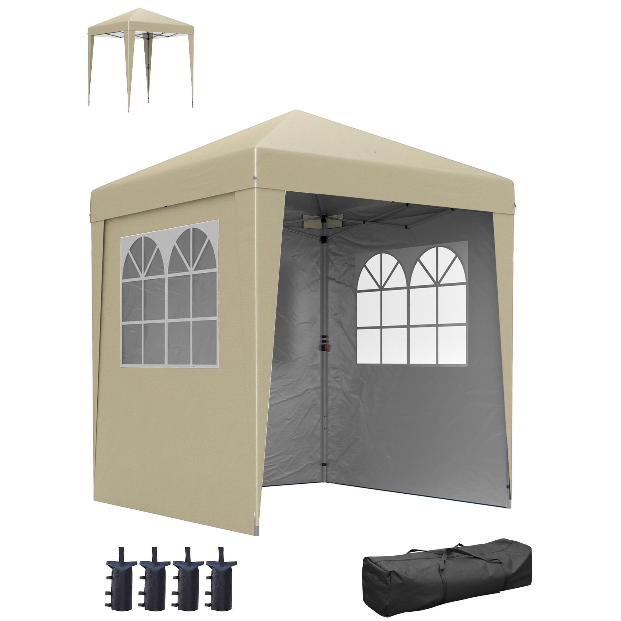 Voir la diapositive 1 : OUTSUNNY Tonnelle de jardin pliante pop-up réglable anti-UV 30+ 4 sacs lestage sac de transport beige