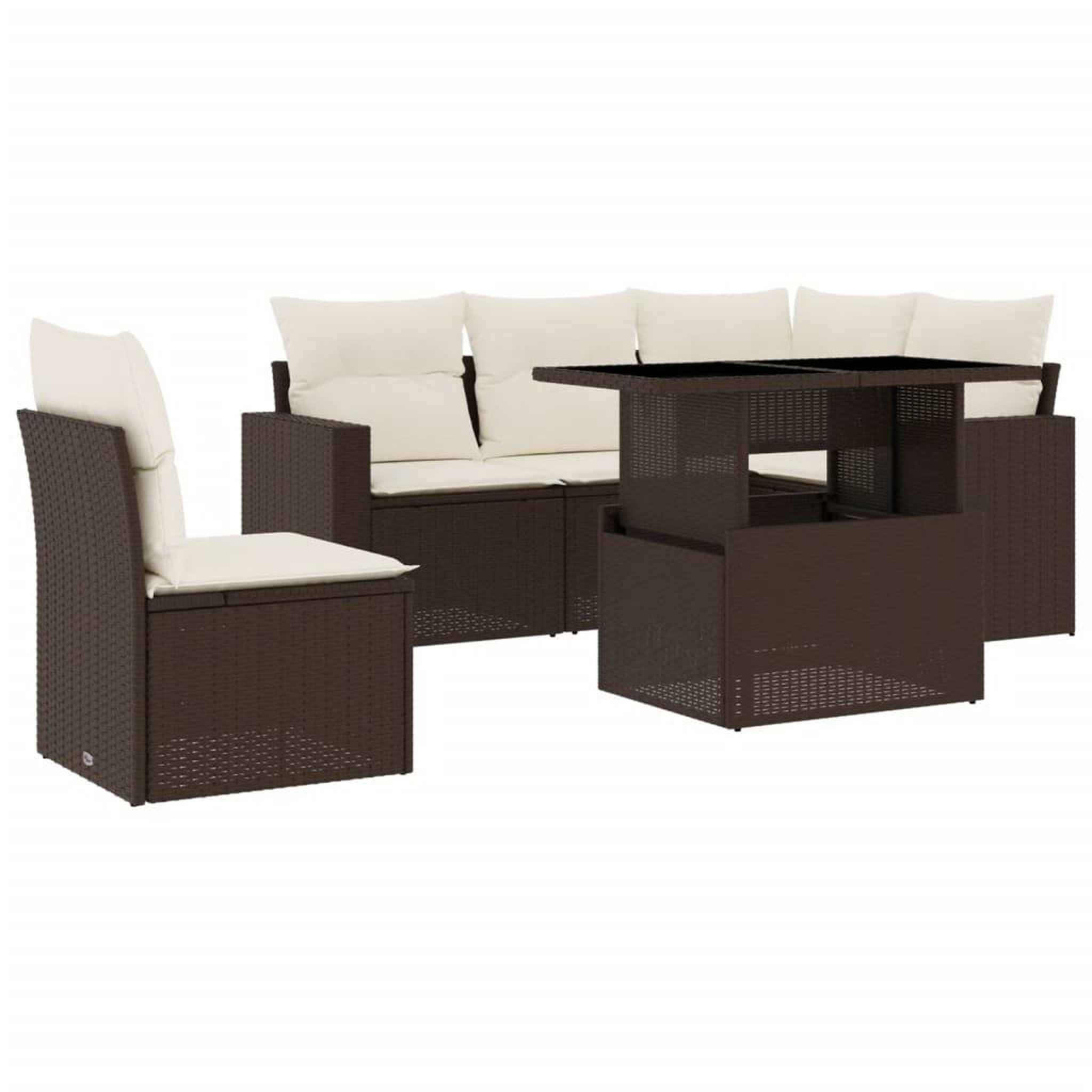 Voir la diapositive 2 : VIDAXL Salon de jardin avec coussins 6 pcs marron resine tressee