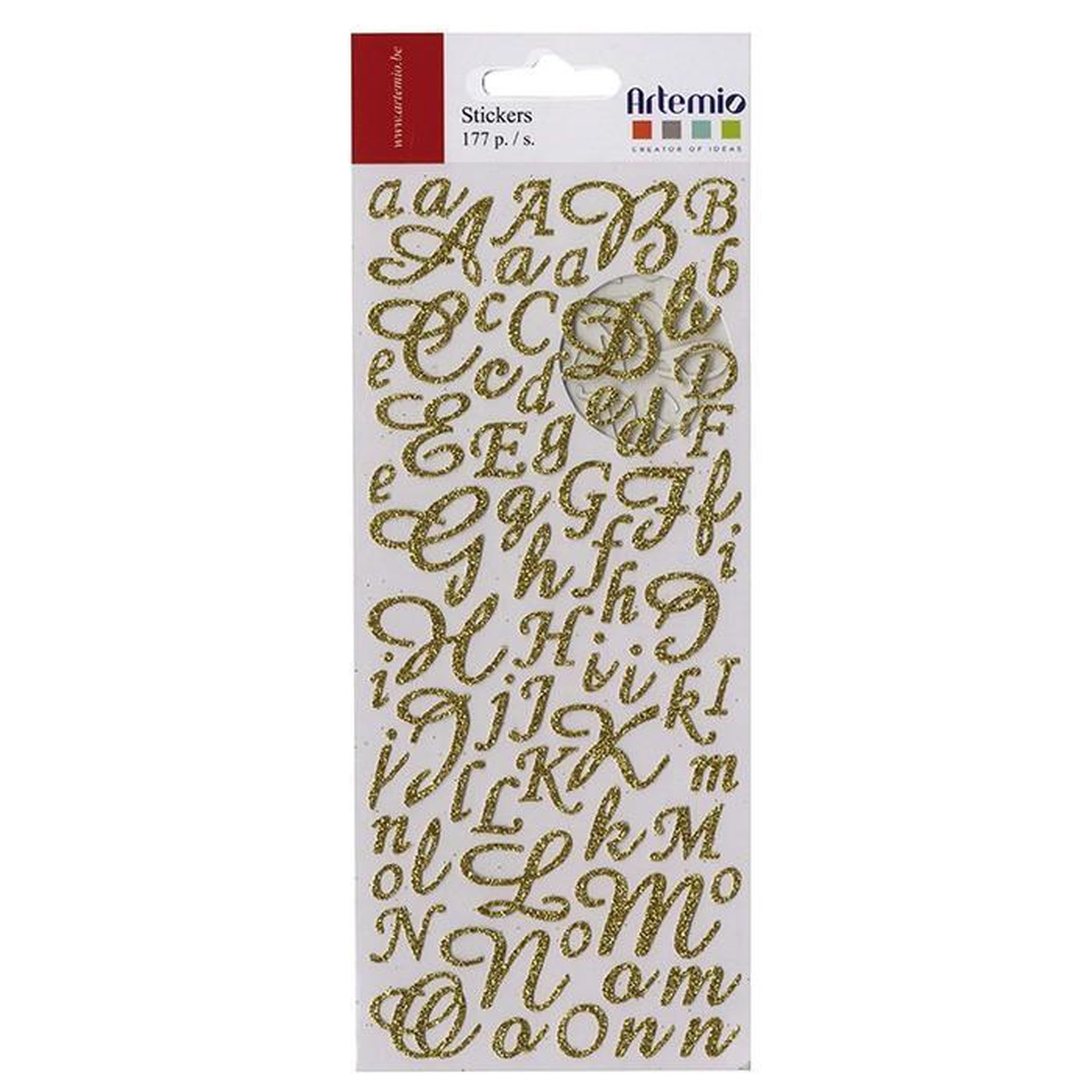 Voir la diapositive 1 : Artemio Stickers alphabet & chiffres dorés à paillettes