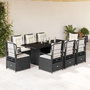 Voir la diapositive 1 : VIDAXL Ensemble a manger de jardin 9pcs coussins noir resine tressee