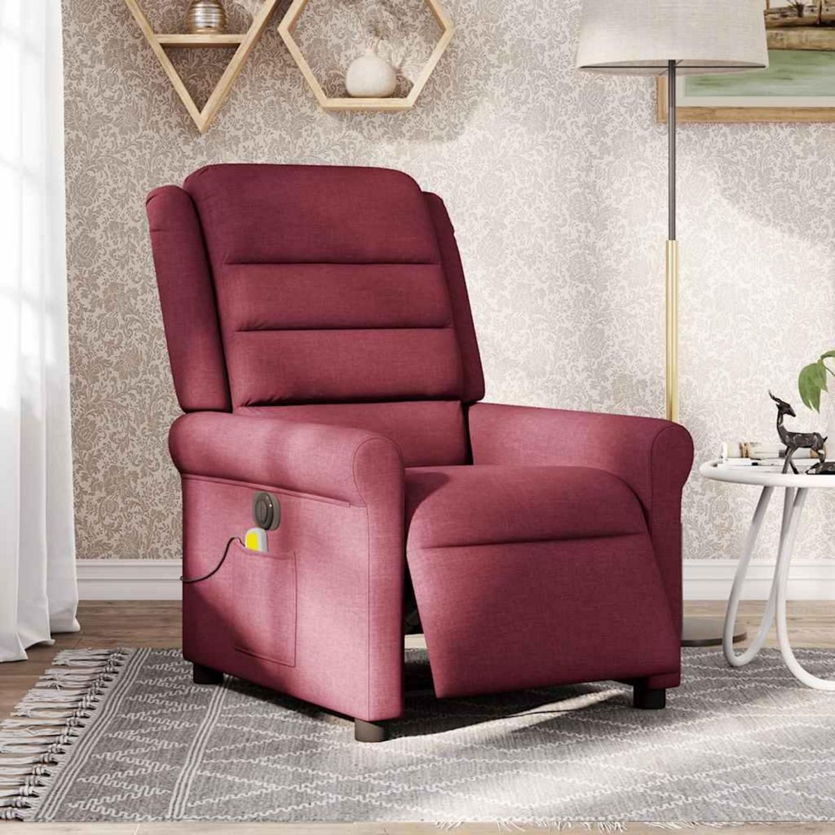 VIDAXL Fauteuil de massage inclinable electrique Rouge bordeaux Tissu
