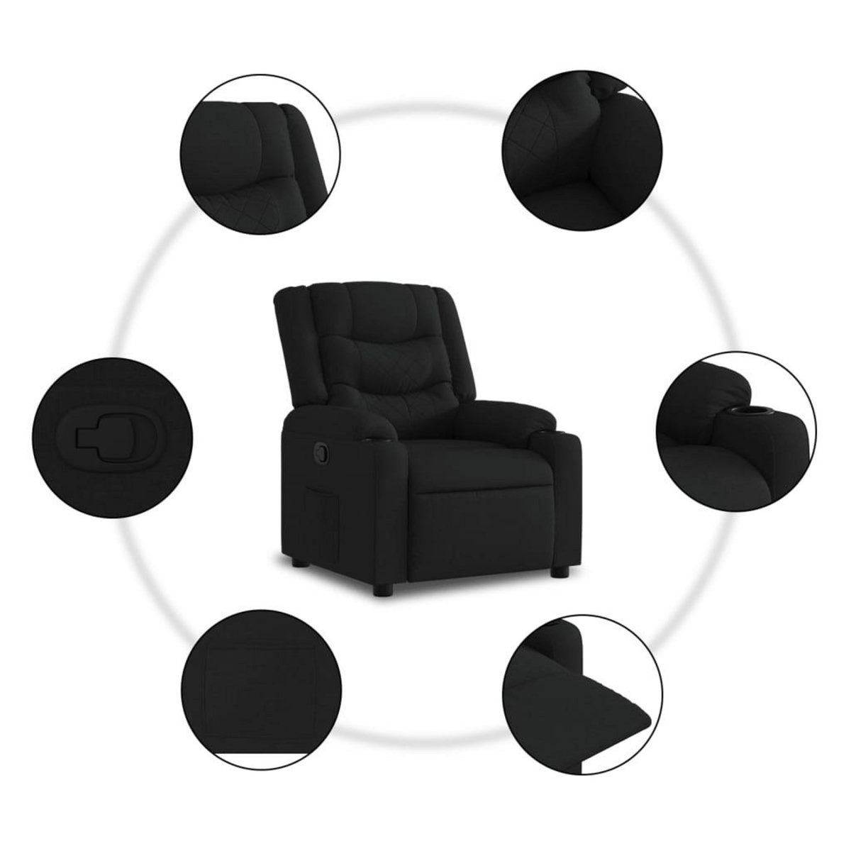 VIDAXL Fauteuil inclinable Noir Tissu