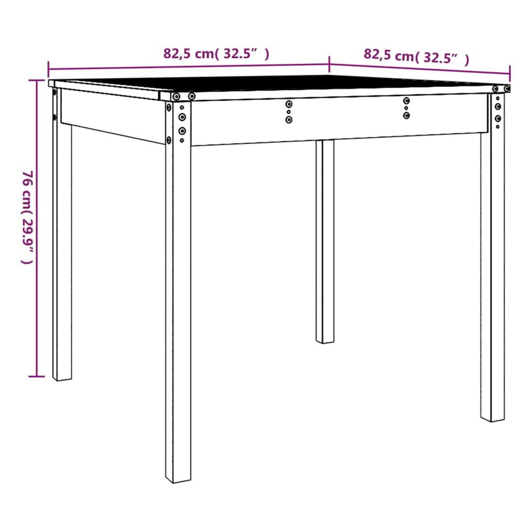 Voir la diapositive 6 : VIDAXL Table de jardin gris 82,5x82,5x76 cm bois massif de pin