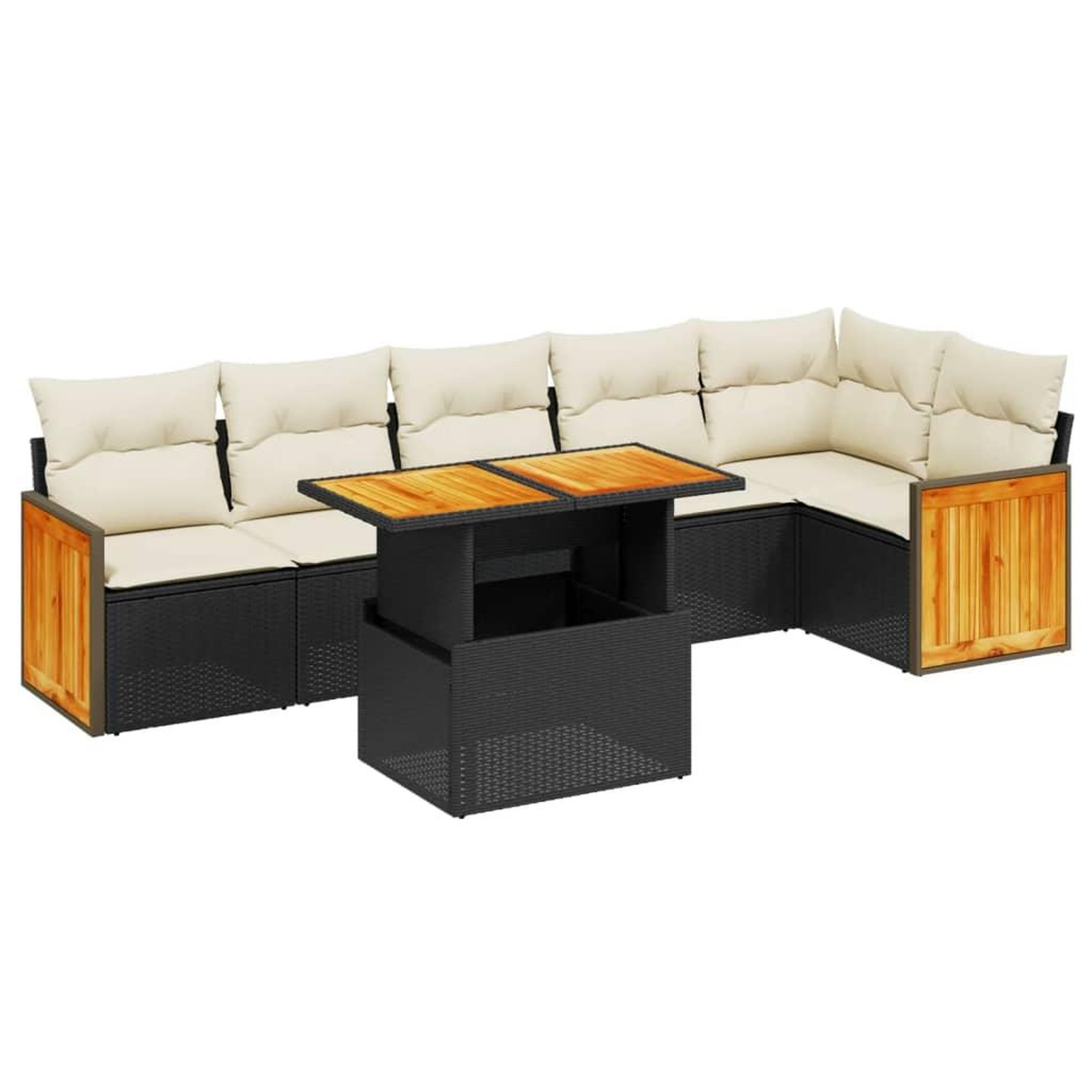 Voir la diapositive 2 : VIDAXL Salon de jardin 7 pcs avec coussins noir resine tressee