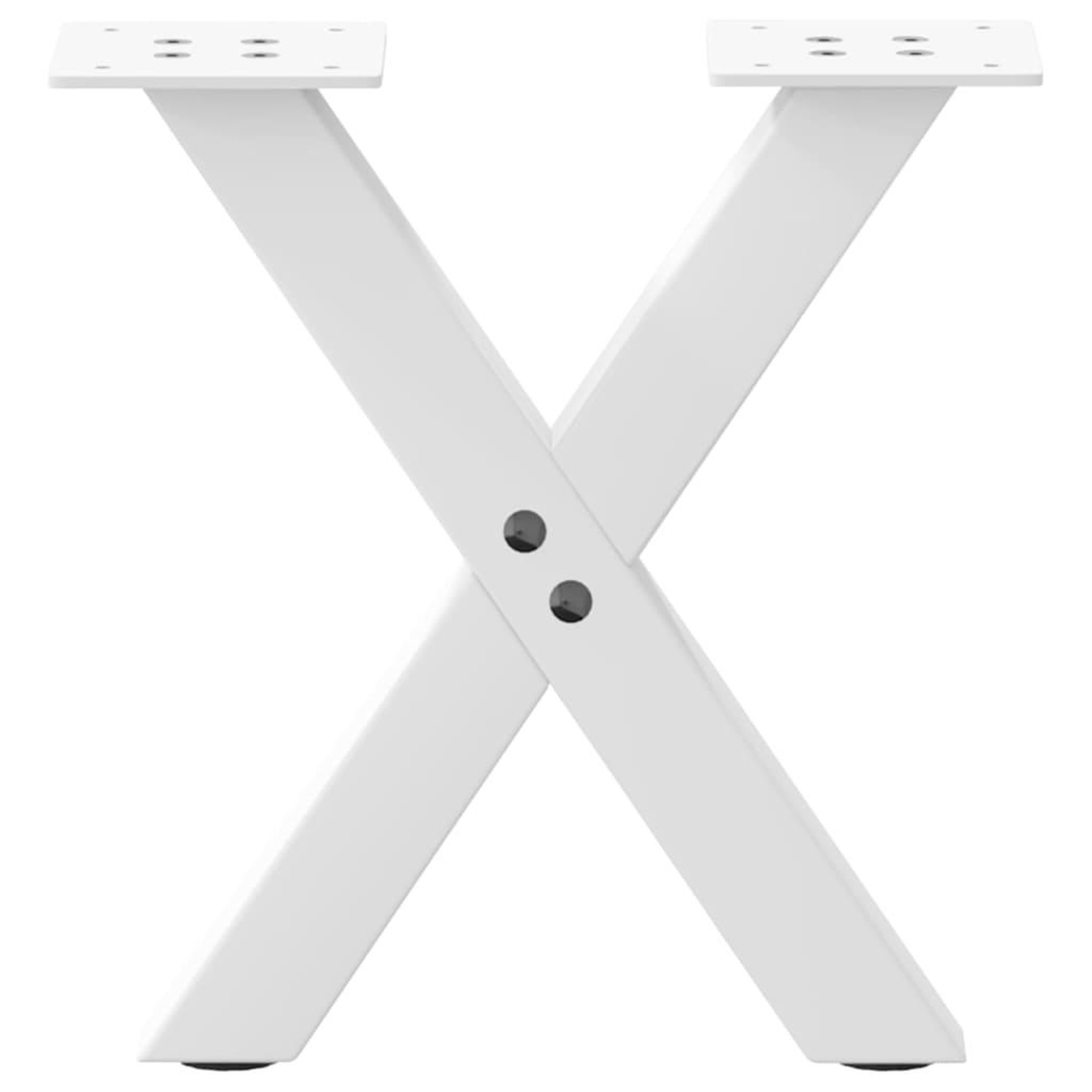 Voir la diapositive 4 : VIDAXL Pieds de table basse forme de X 2 pcs blanc 37x(30-31) cm acier