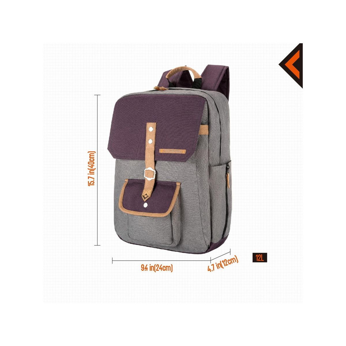 KINGCAMP Sac à dos - Kingcamp - Modèle Glacier - Gris - 12 Litres - 24 x 12 x 40 cm