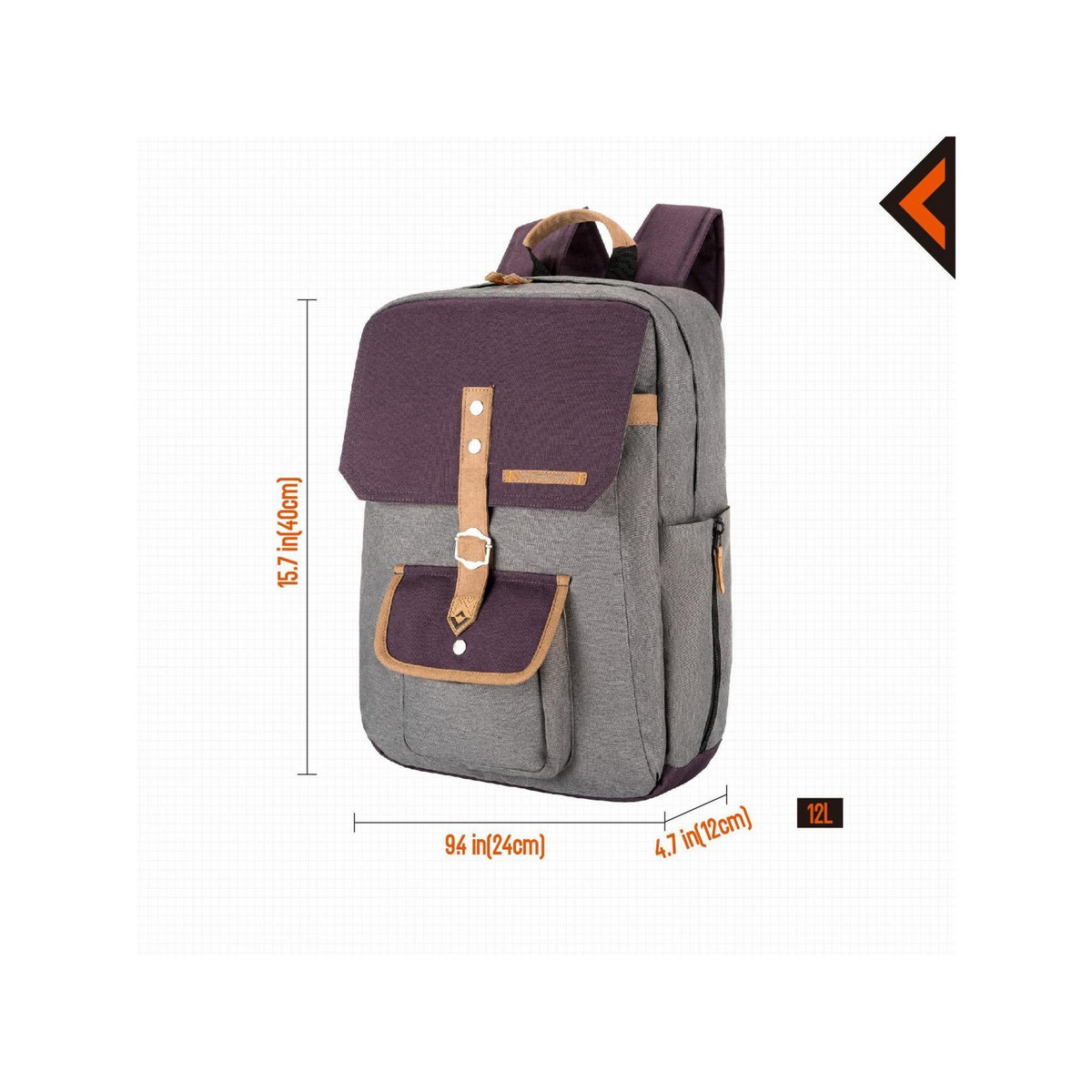 KINGCAMP Sac à dos - Kingcamp - Modèle Glacier - Gris - 12 Litres - 24 x 12 x 40 cm