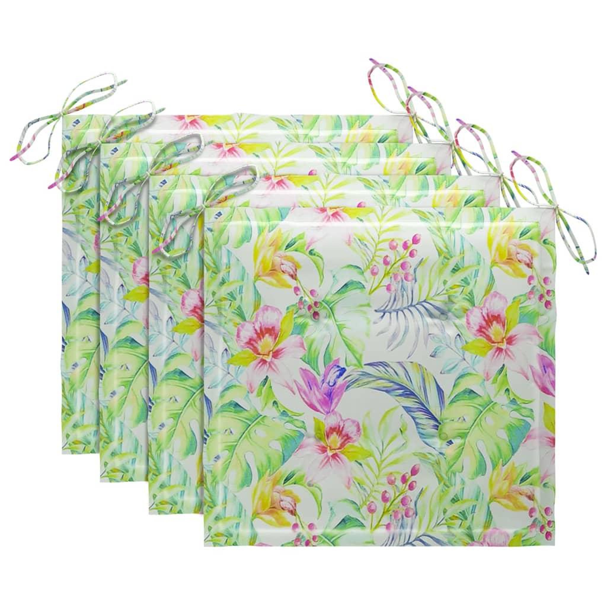 Voir la diapositive 5 : VIDAXL Chaises de jardin lot de 4 avec coussins motif feuilles Teck