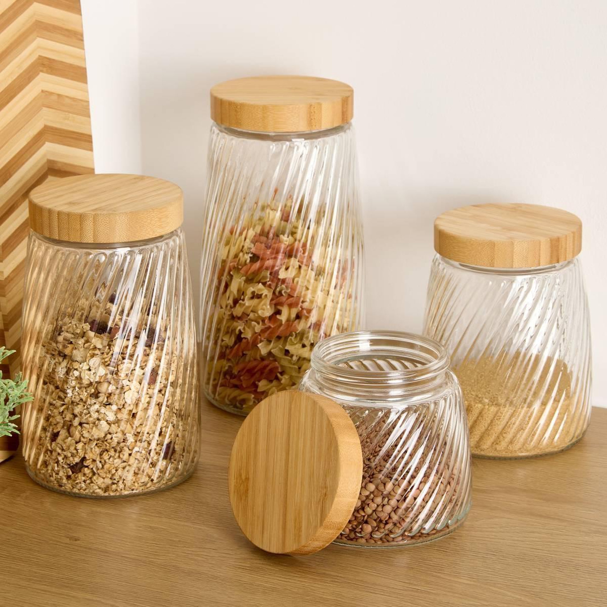 Voir la diapositive 5 : FIVE Bocal en Verre Strié  Striva  2,1L Transparent