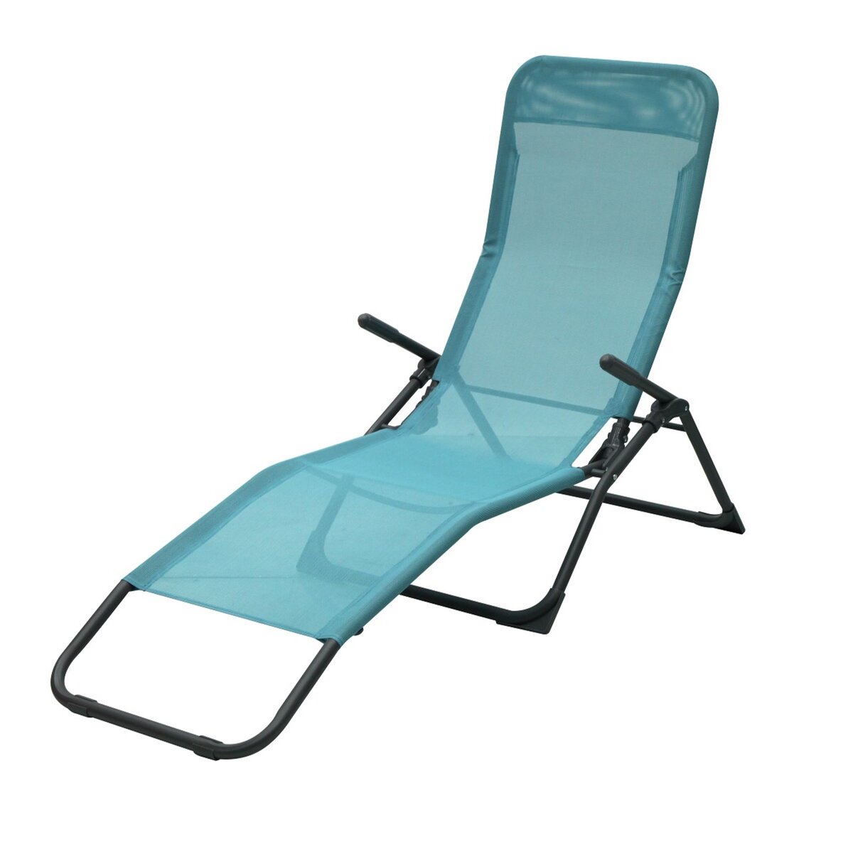 GARDENSTAR Chaise longue pliable acier textilène bleu SIESTA