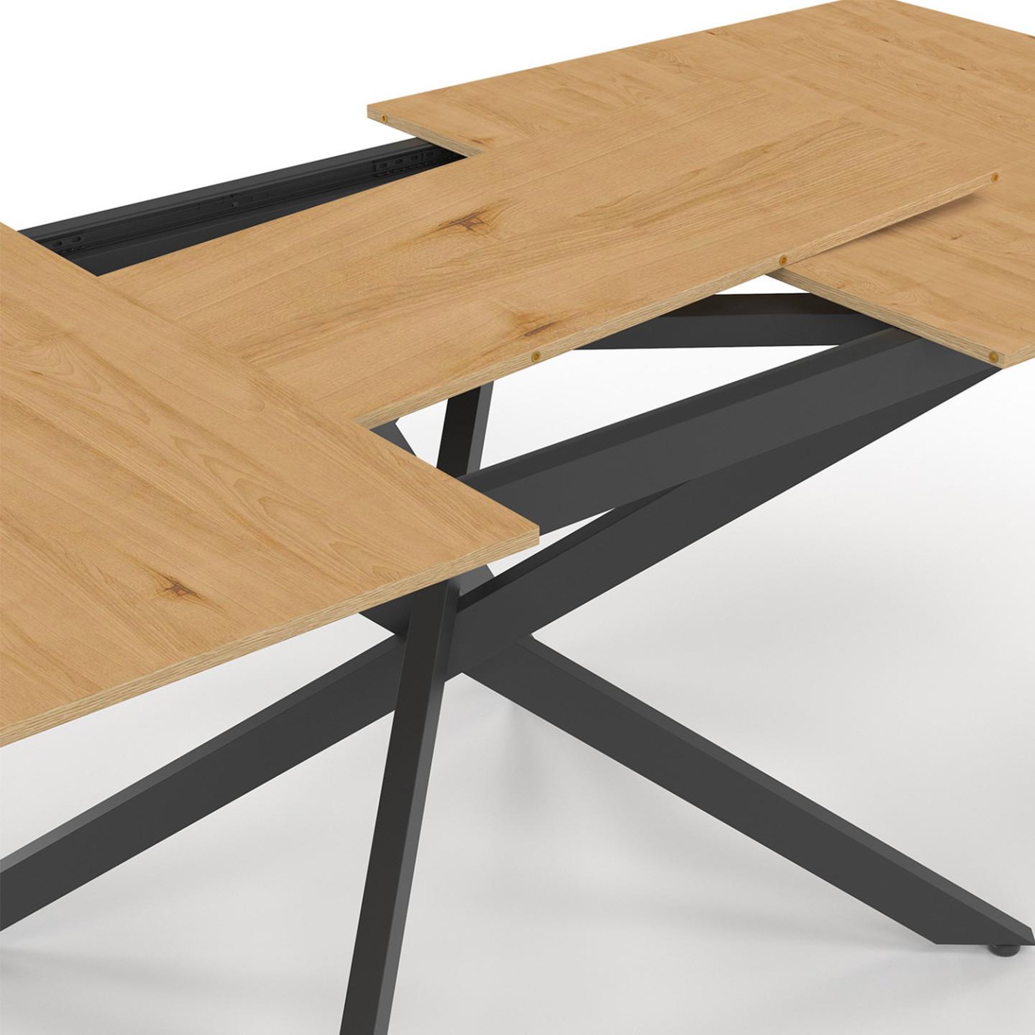 Voir la diapositive 6 : ID MARKET Table à manger extensible rectangle ines 6-10 personnes bois et noir 160-200 cm